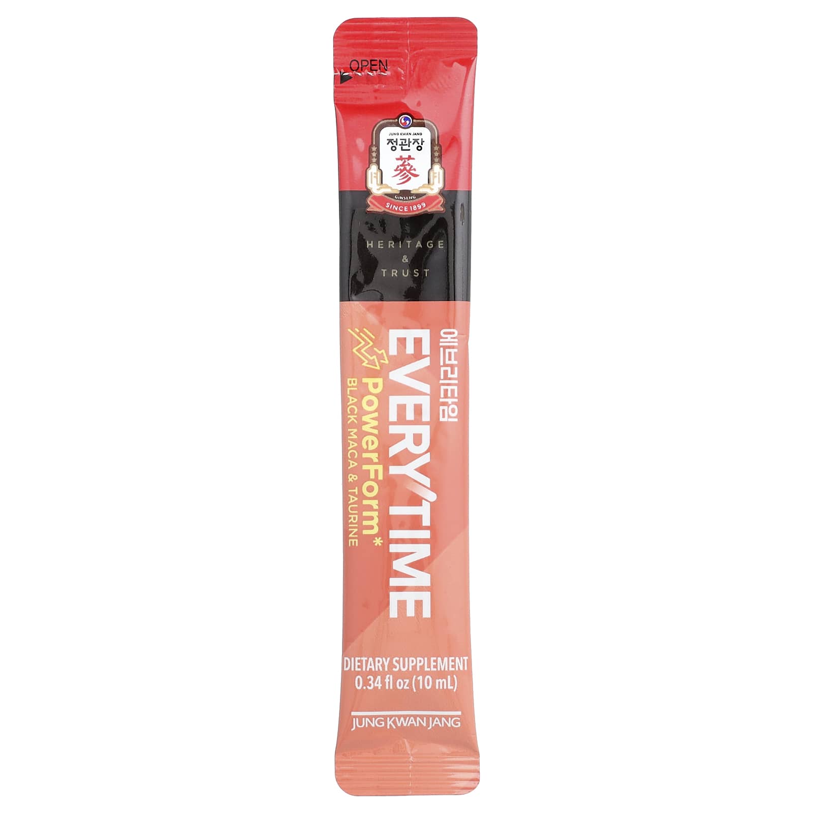 JungKwanJang Everytime PowerForm, Black Maca & Taurine – 10 ml — étiquette 1