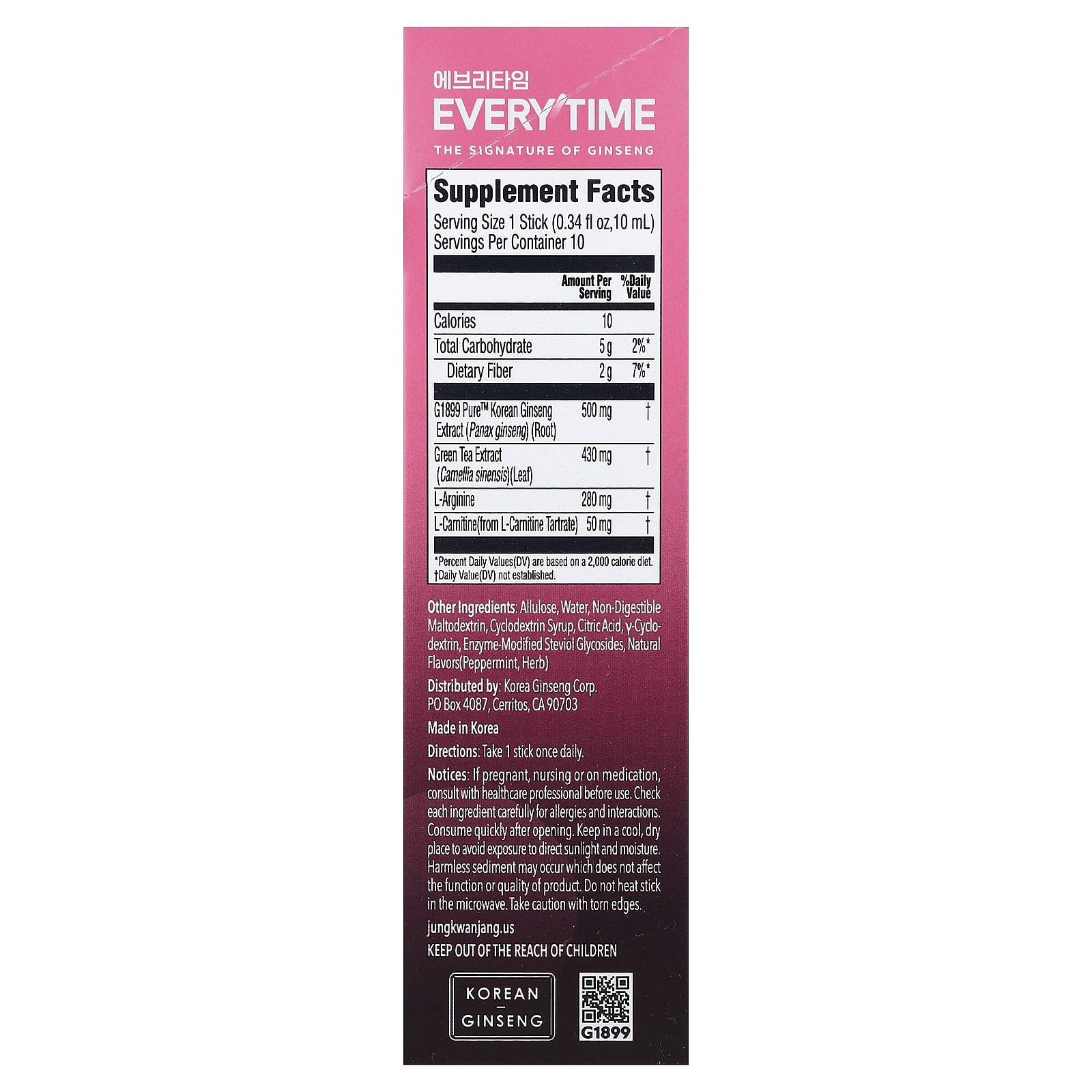 JungKwanJang Everytime CaloTrim, Green Tea Extract & L-Carnitine Tartrate – 10 ml — photo 2 sur 2