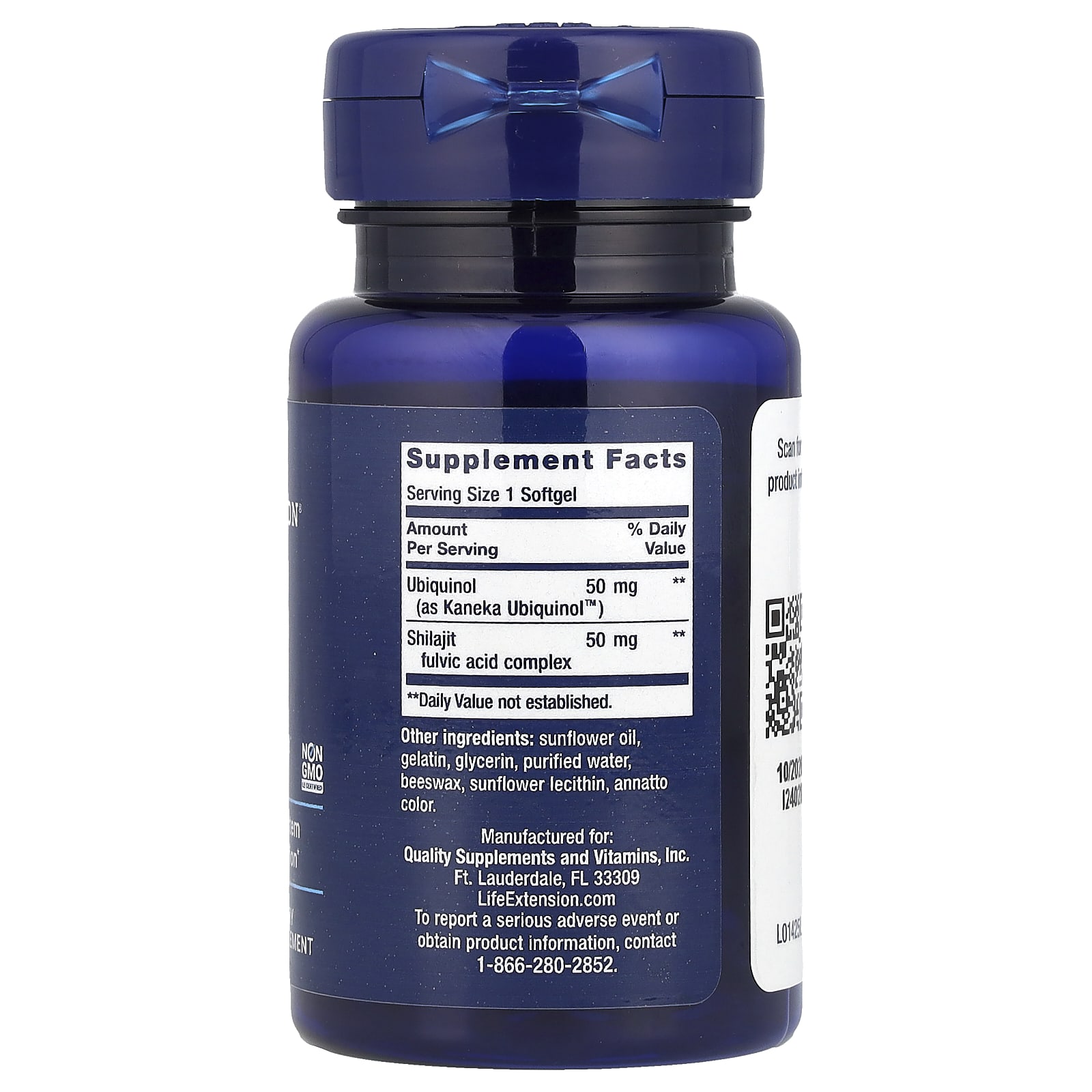 Life Extension Super Ubiquinol CoQ10 with Enhanced Mitochondrial Support – 100 capsules molles — photo 2 sur 2