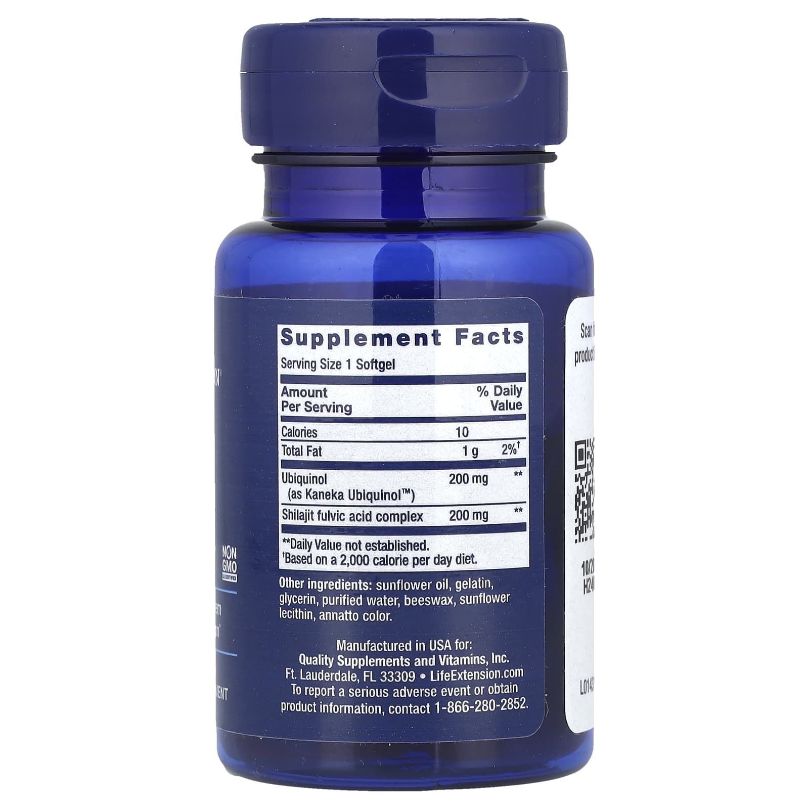 Life Extension Super Ubiquinol CoQ10 with Enhanced Mitochondrial Support – 200 mg – 30 capsules molles — photo 2 sur 2