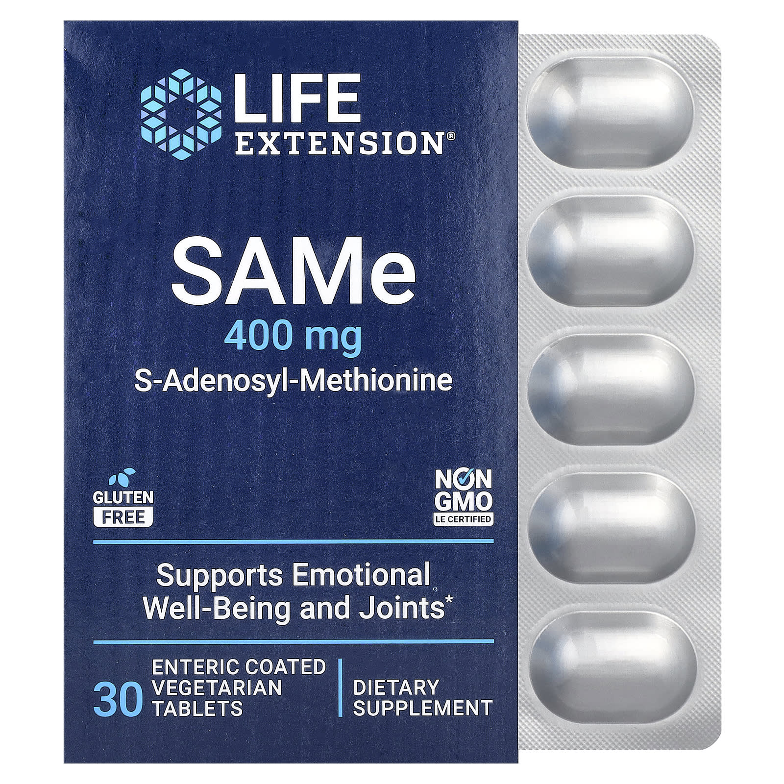 Life Extension SAMe, S-Adenosyl-Methionine – 30 comprimés – 400 mg — Tunisie