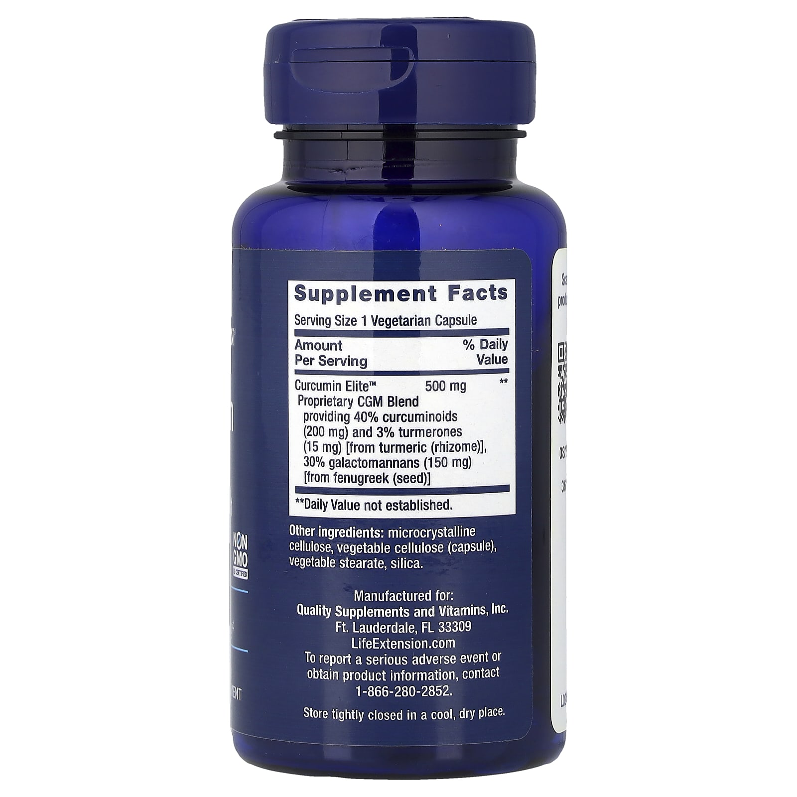 Life Extension Curcumin Elite, Turmeric Extract – 30 gélules végétales — photo 2 sur 2