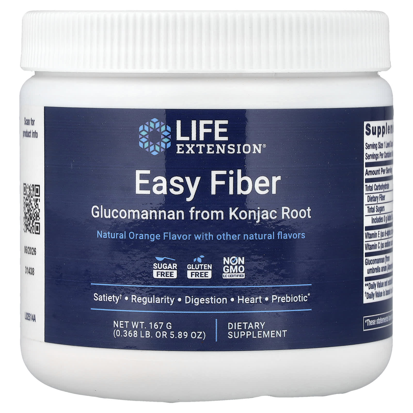 Life Extension Easy Fiber – Natural Orange – 167 g — Tunisie