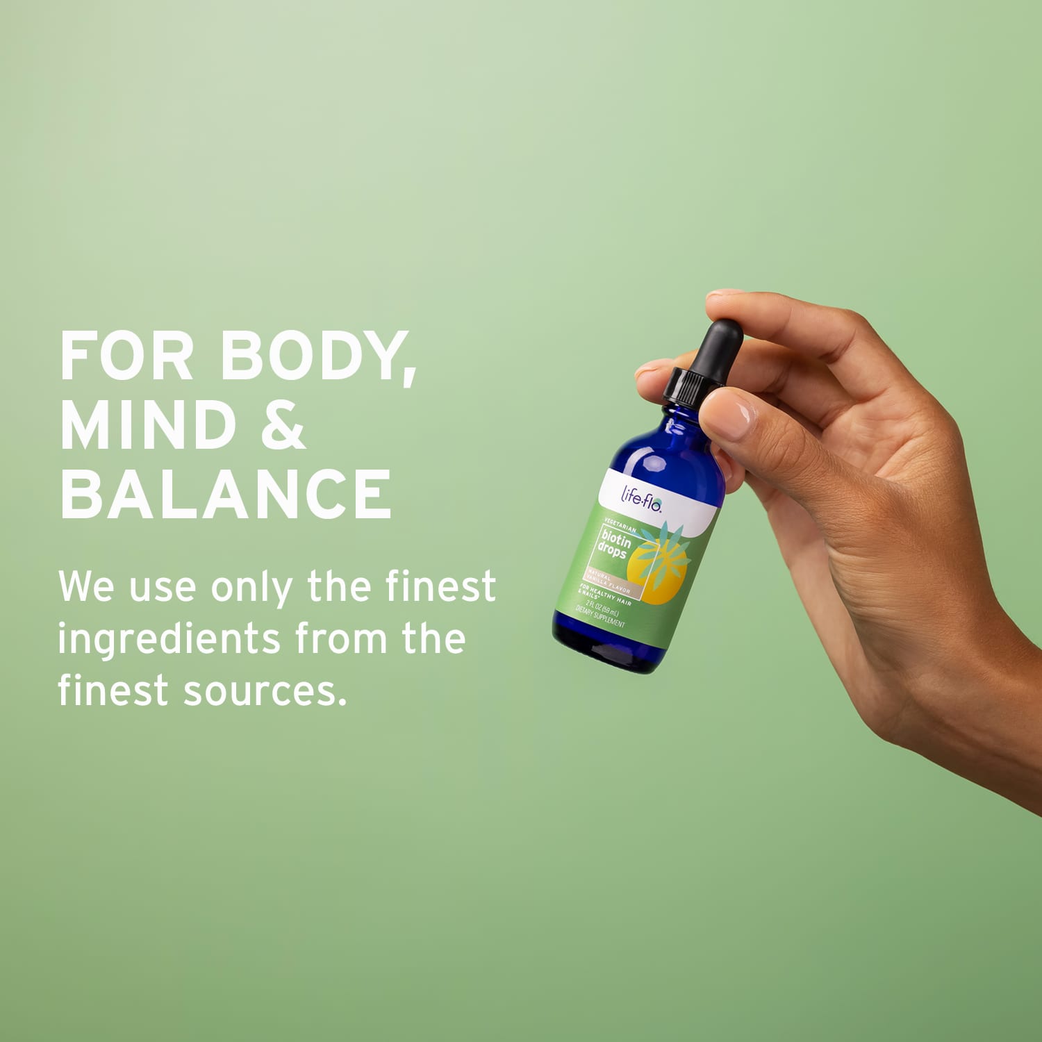 Life-flo Biotin Drops – Natural Vanilla – 59 ml — étiquette 3