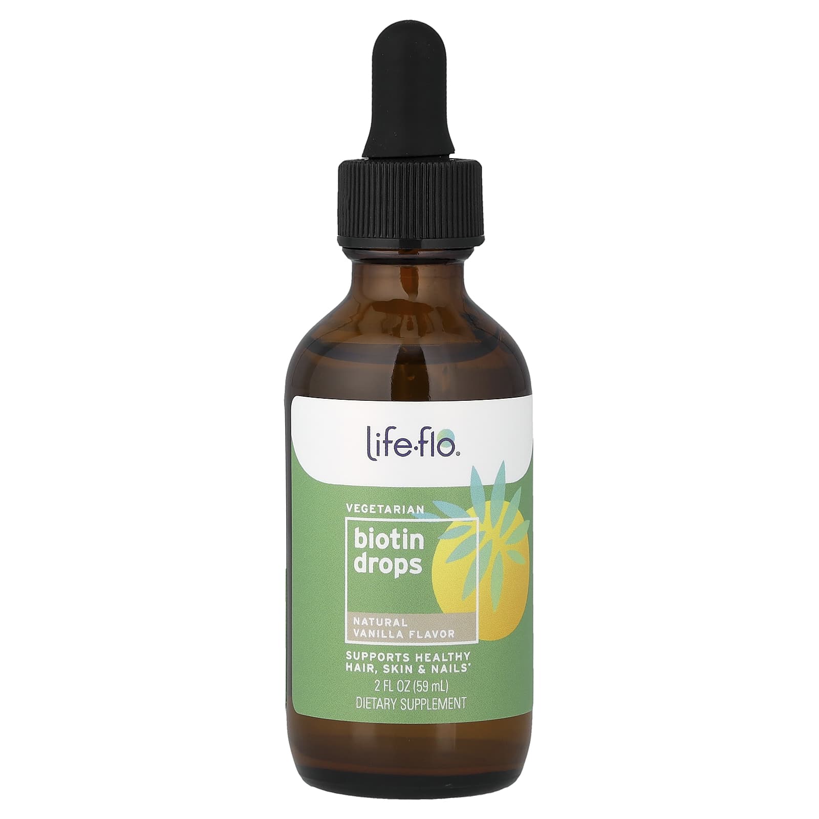 Life-flo Biotin Drops – Natural Vanilla – 59 ml — étiquette 1