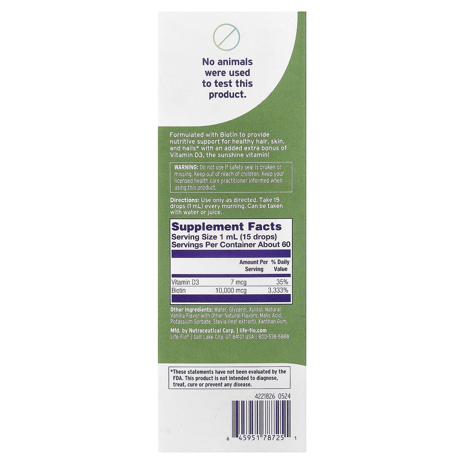 Life-flo Biotin Drops – Natural Vanilla – 59 ml — photo 2 sur 2