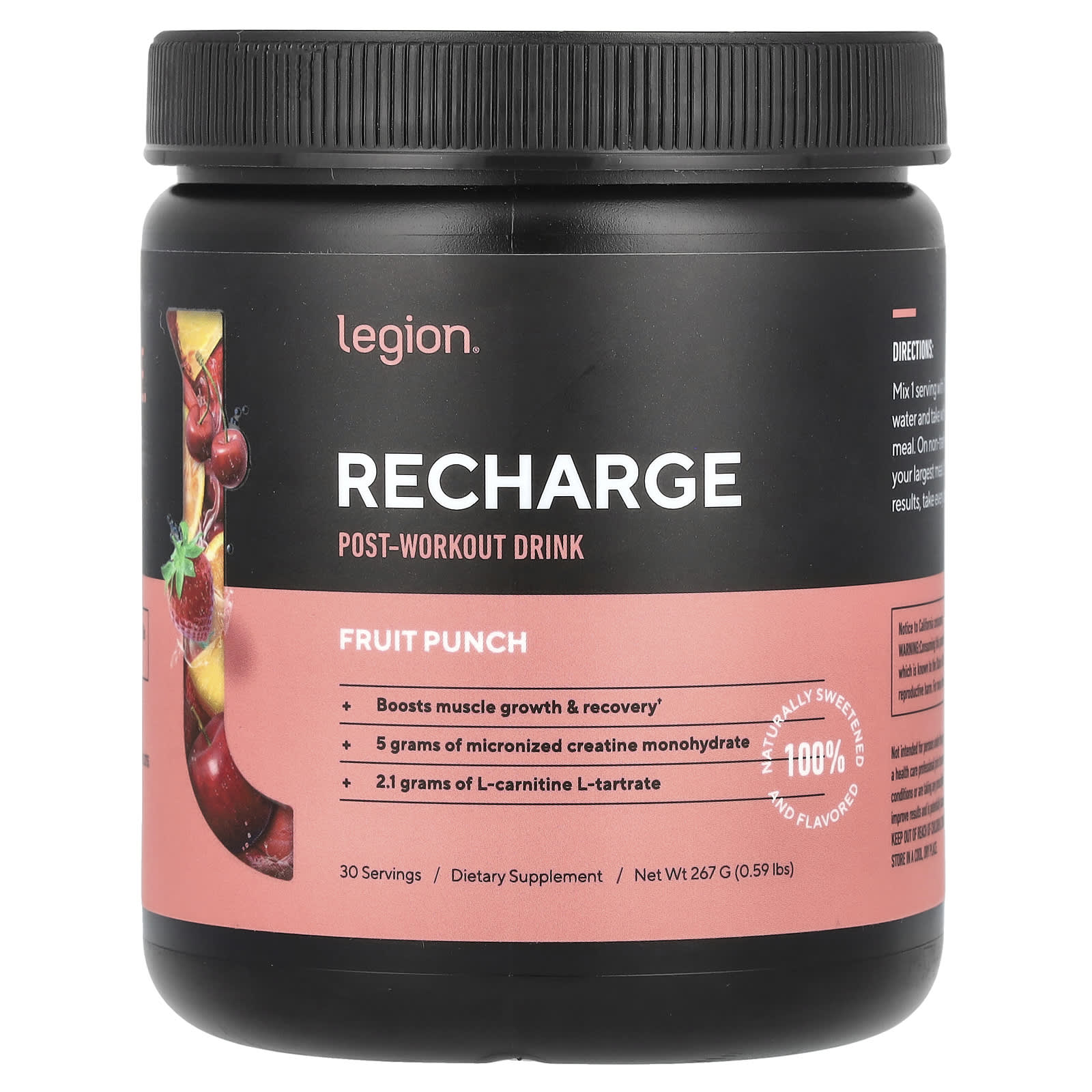 Legion Athletics Recharge, Post-Workout Drink – Fruit Punch – 267 g — Tunisie