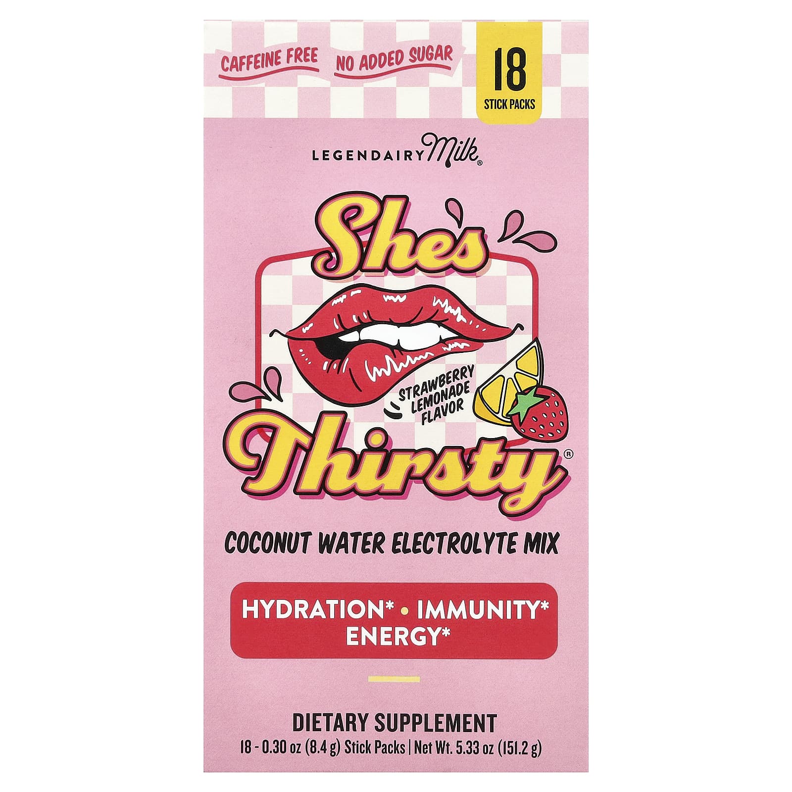Legendairy Milk She's Thirsty, Strawberry Lemonade (Box) – Coconut Water Electrolyte Mix – 8,4 g — Tunisie