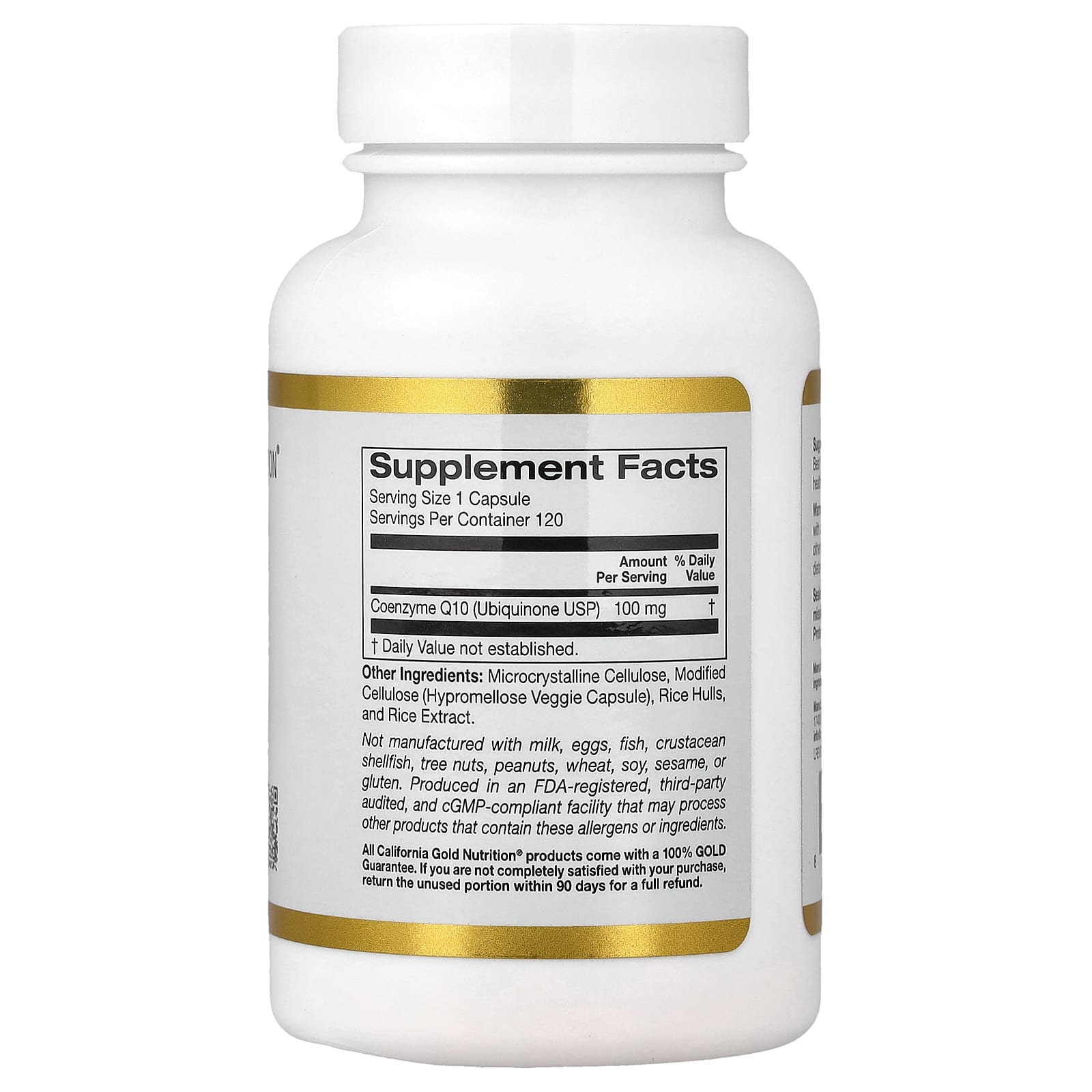 California Gold Nutrition CoQ10, USP Grade Ubiquinone – 120 gélules végétales — photo 2 sur 2