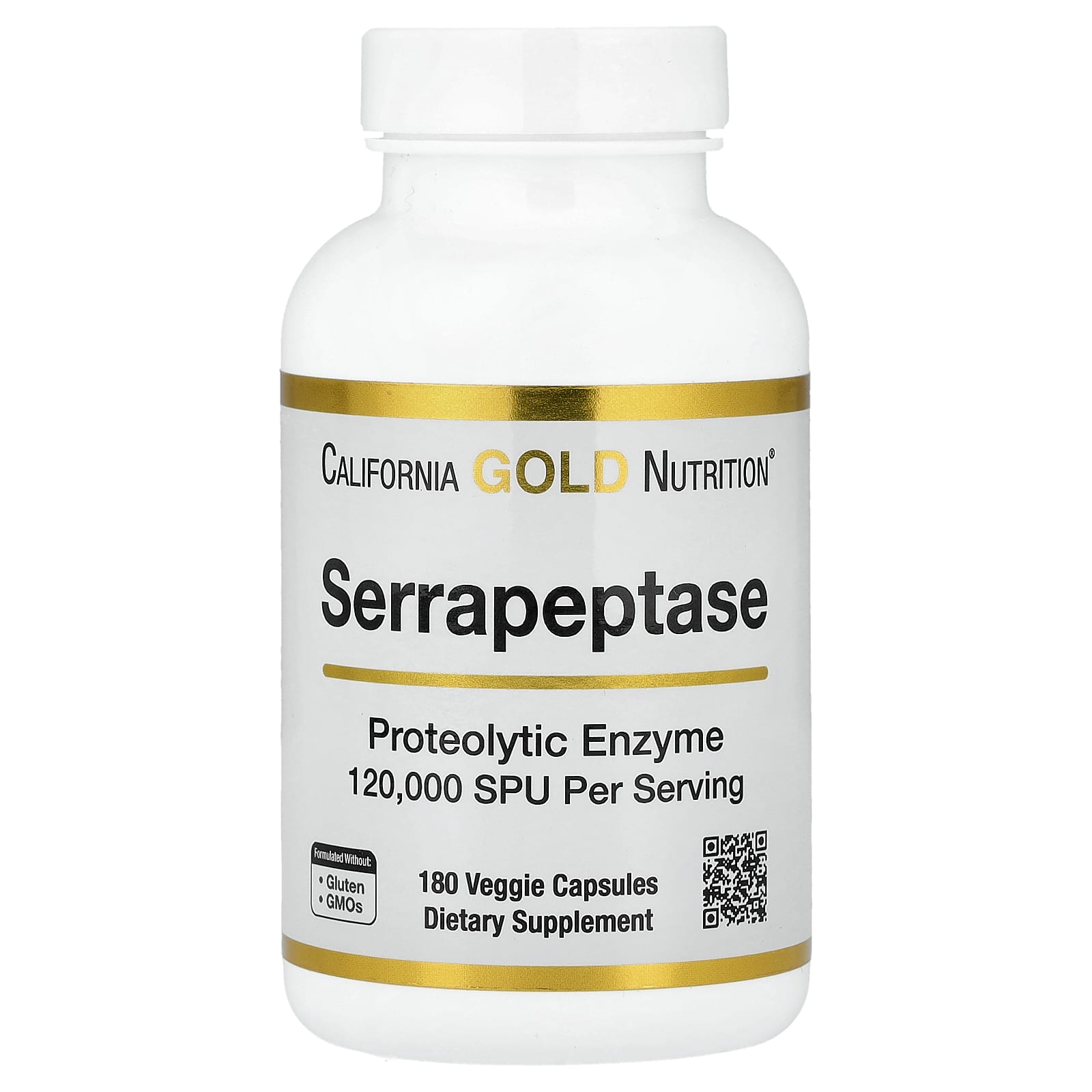 California Gold Nutrition Serrapeptase, Proteolytic Enzyme – 120,000 SPUs – 180 gélules végétales — Tunisie