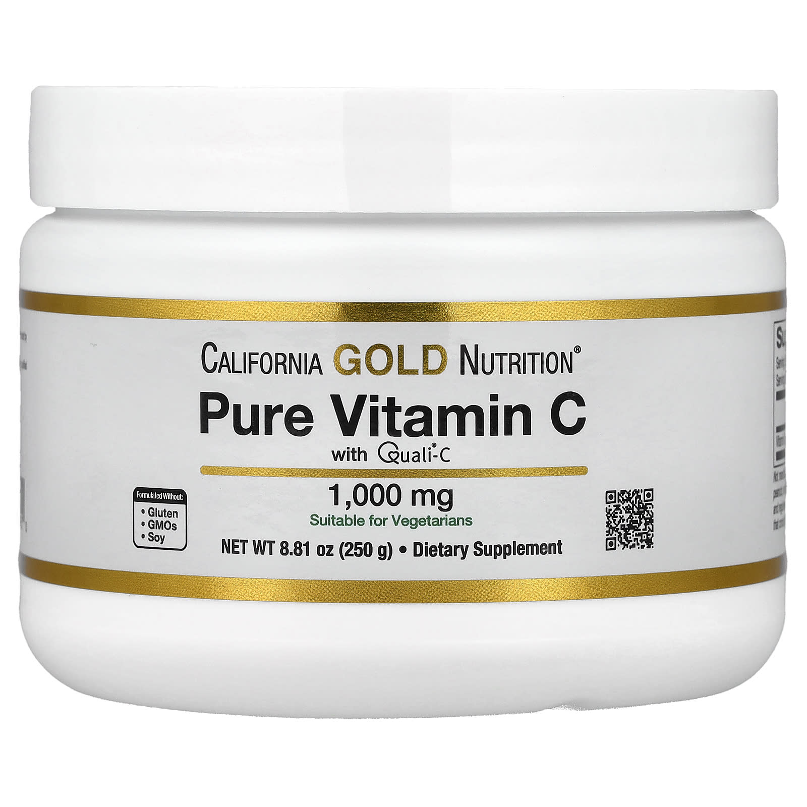California Gold Nutrition Pure Vitamin C, Quali-C Powder – 250 g — Tunisie