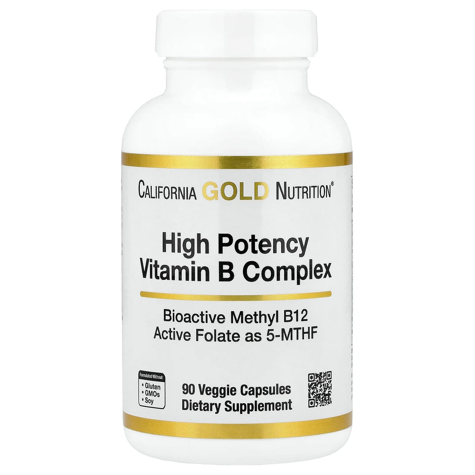 California Gold Nutrition High Potency Vitamin B Complex with Methyl Folate & Methyl B12 – 90 gélules végétales — Tunisie