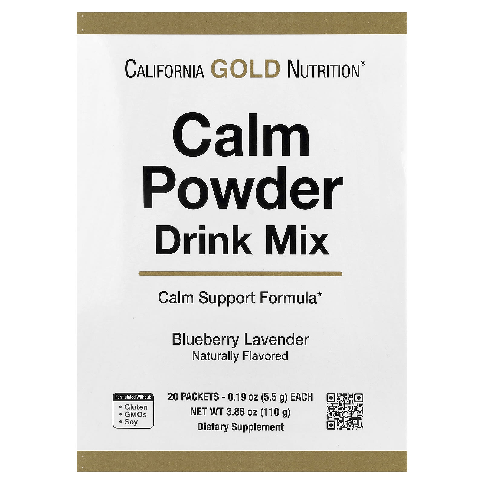 California Gold Nutrition Calm Powder Drink Mix with Potassium and AminoCalm Blend, L-Tryptophan and L-Theanine – Blueberry Lavender – 5,5 g — Tunisie