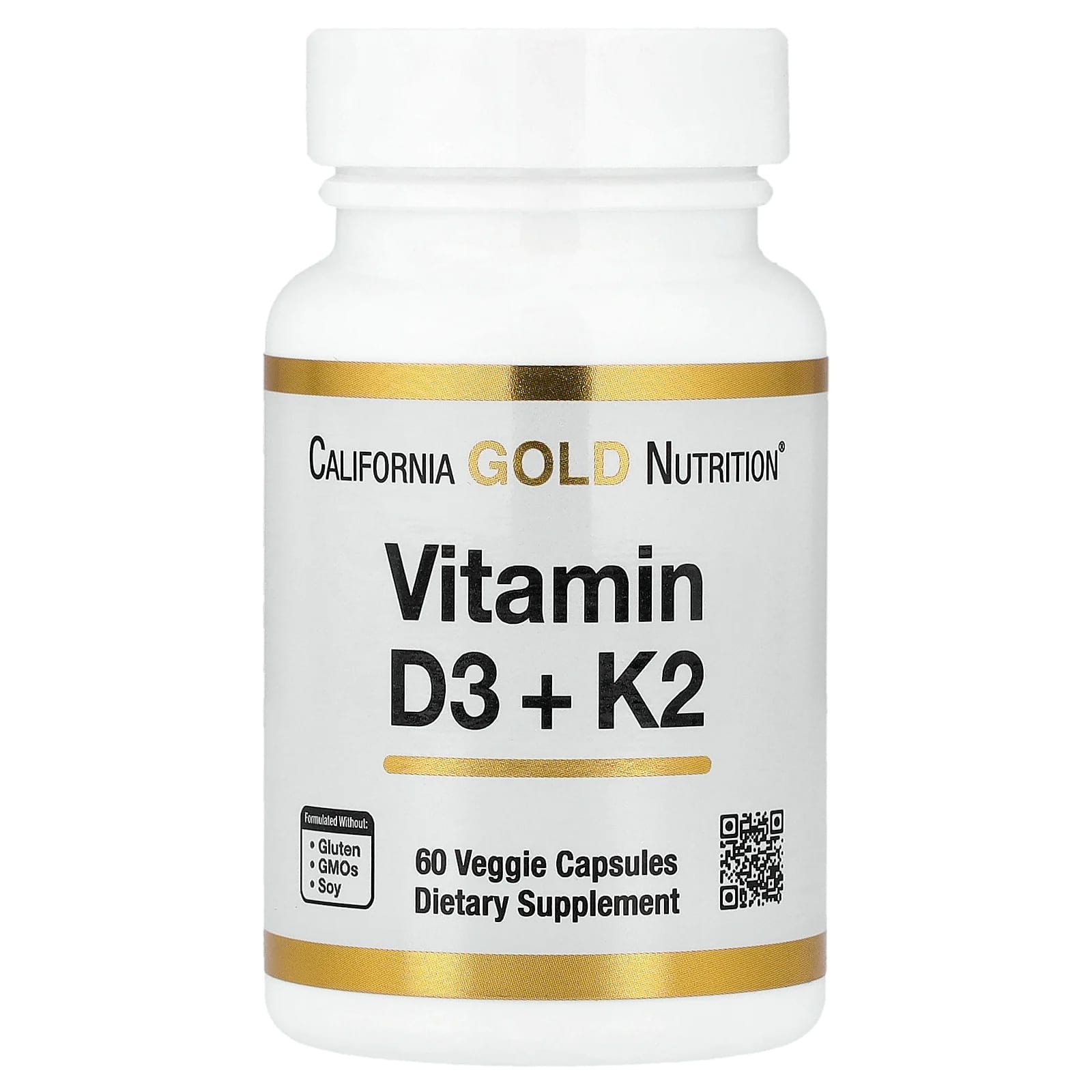 California Gold Nutrition Vitamin D3 + K2 – 60 gélules végétales — Tunisie