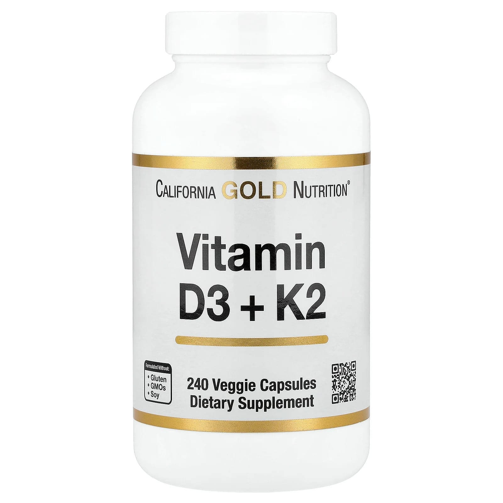 California Gold Nutrition Vitamin D3 + K2 – 240 gélules végétales — Tunisie