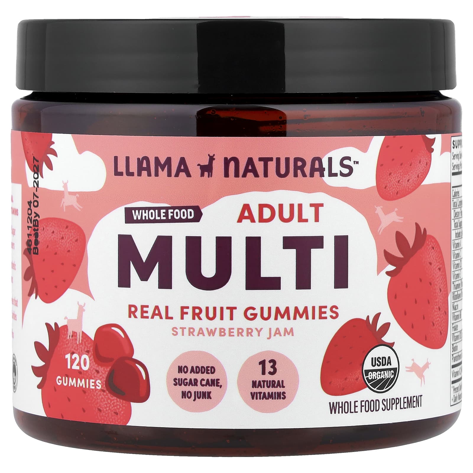 Llama Naturals Adult Multi, Strawberry Jam – Real Fruit Gummies – 120 gommes — Tunisie