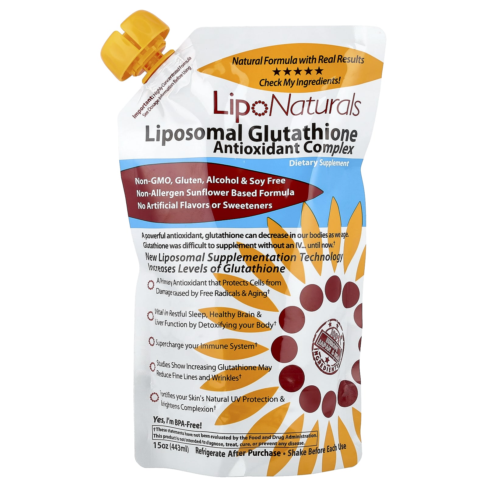 Lipo Naturals Liposomal Glutathione Antioxidant Complex – 443 ml — Tunisie