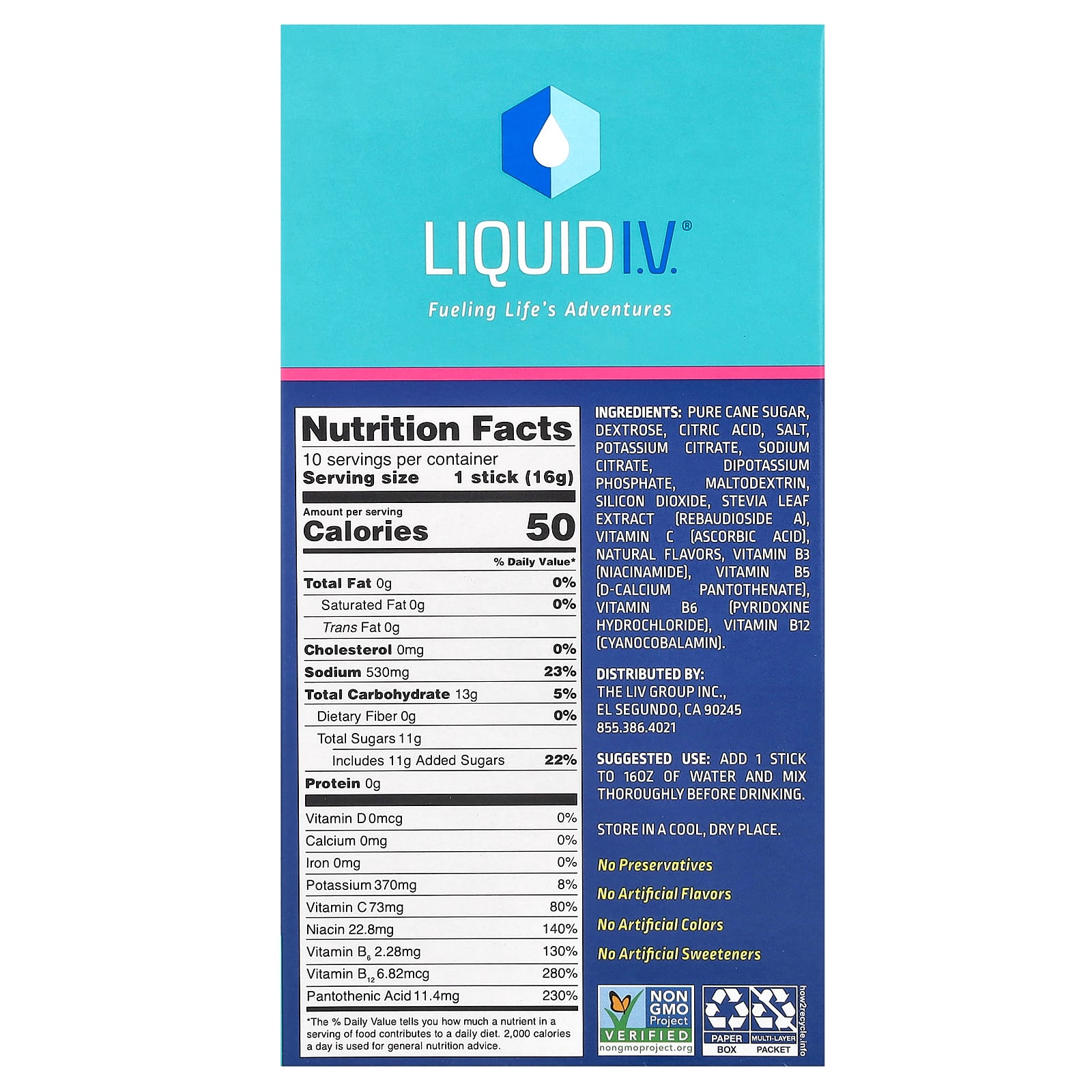 Liquid I.V. Hydration Multiplier, Electrolyte Drink Mix – Passion Fruit – 16 g — photo 2 sur 2