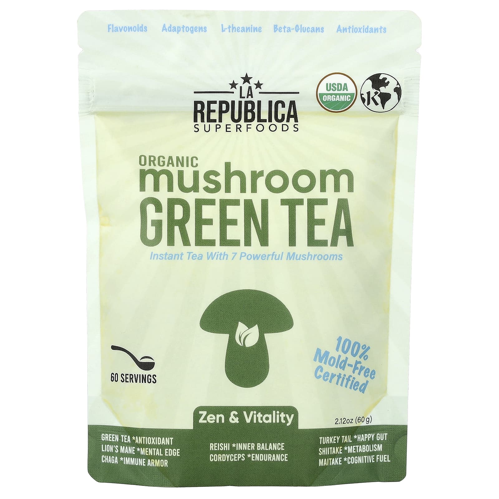 La Republica Organic Mushroom Green Tea – 60 g — Tunisie