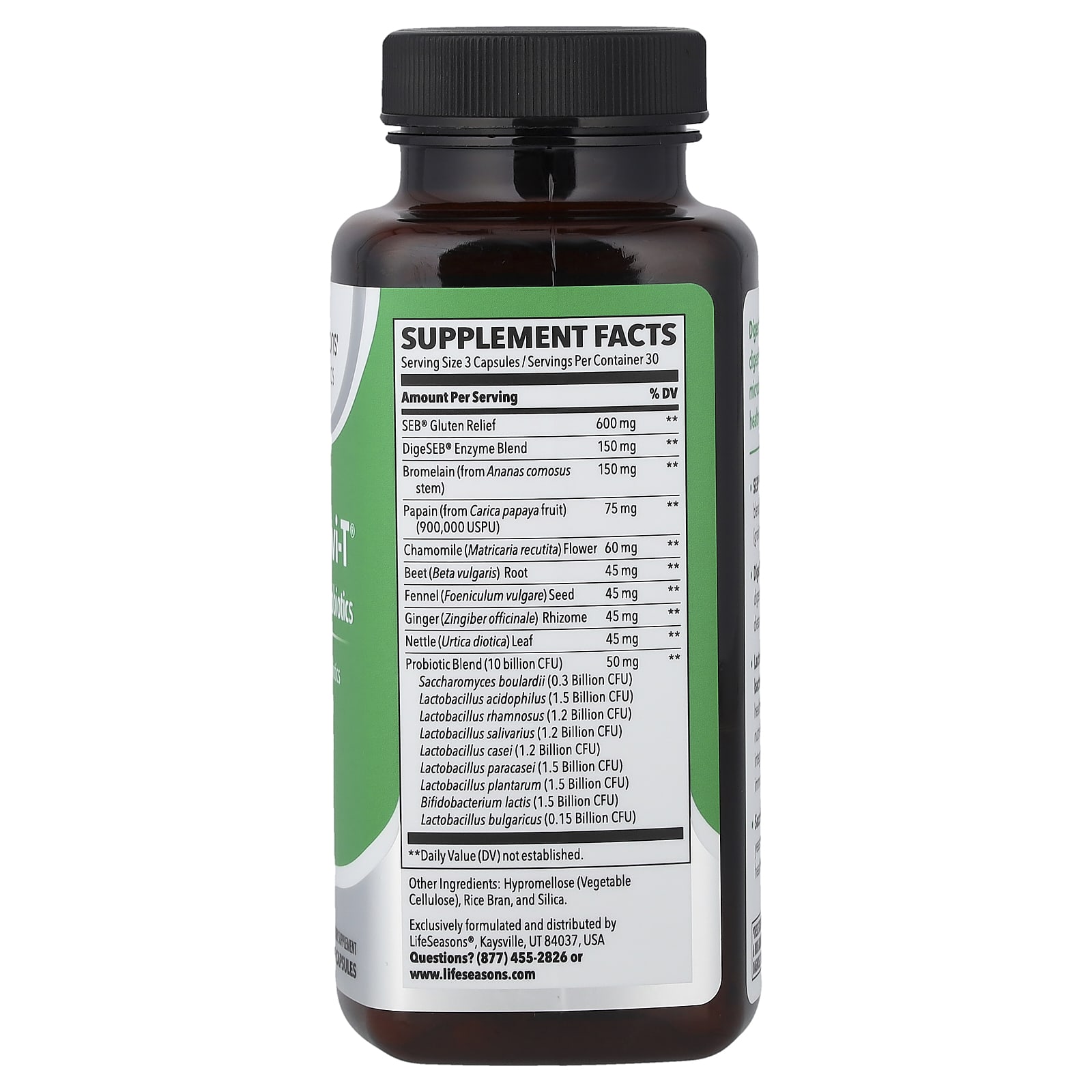 LifeSeasons Digestivi-T, Enzymes + Probiotics – 90 gélules végétales — photo 2 sur 2