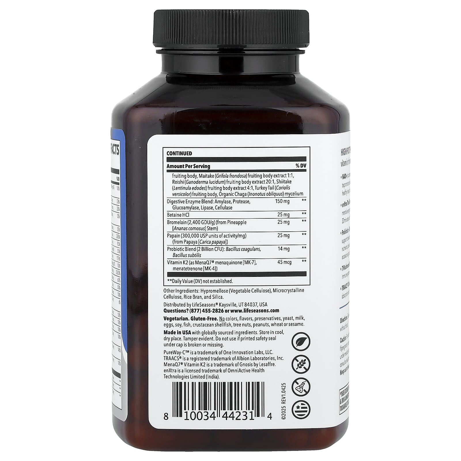 LifeSeasons Therapeutics, Men's Multivitamin, High Potency – 120 gélules végétales — étiquette 1
