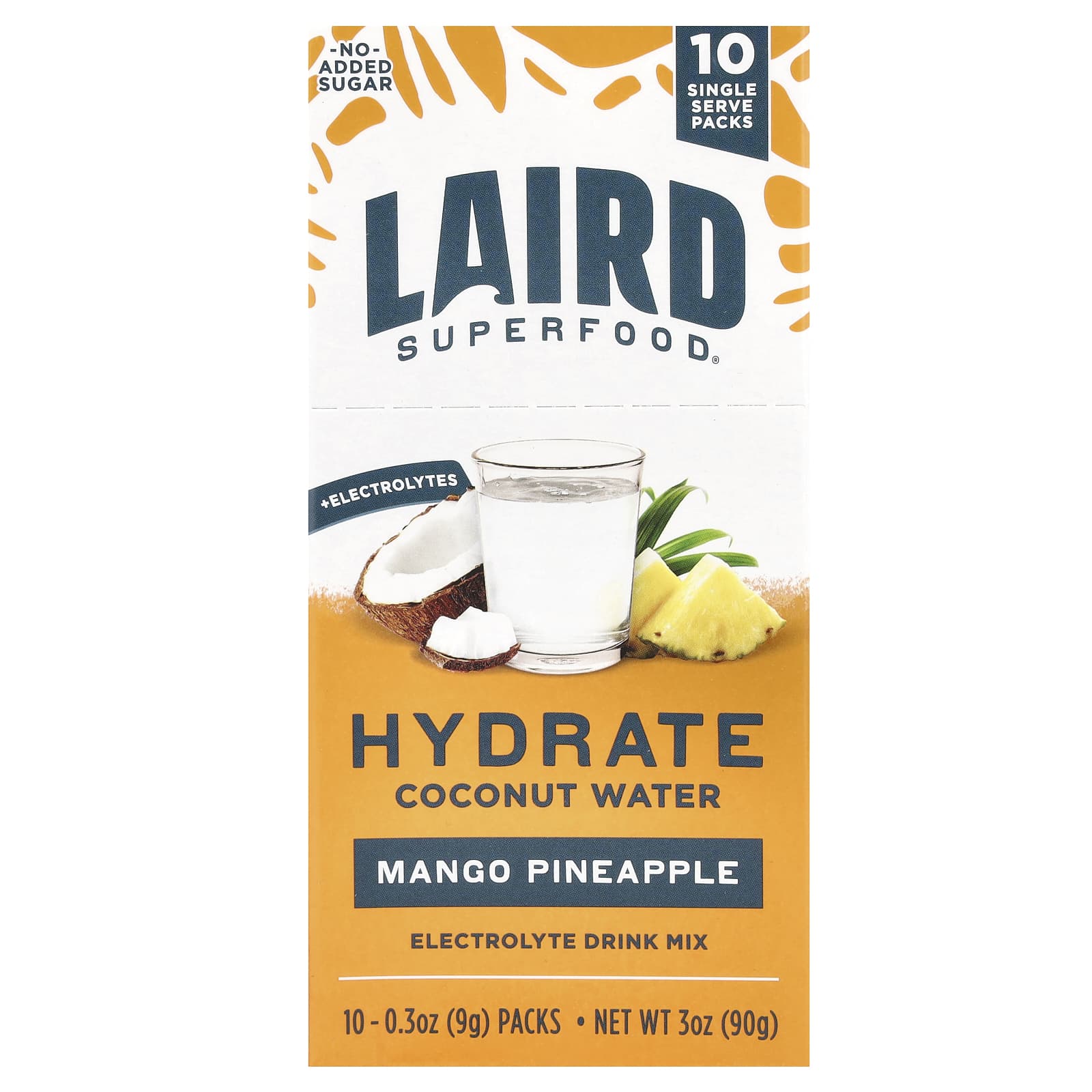 Laird Superfood Hydrate Coconut Water, Electrolyte Drink Mix, Mango Pineapple – Hydrate Coconut Water – 9 g — Tunisie