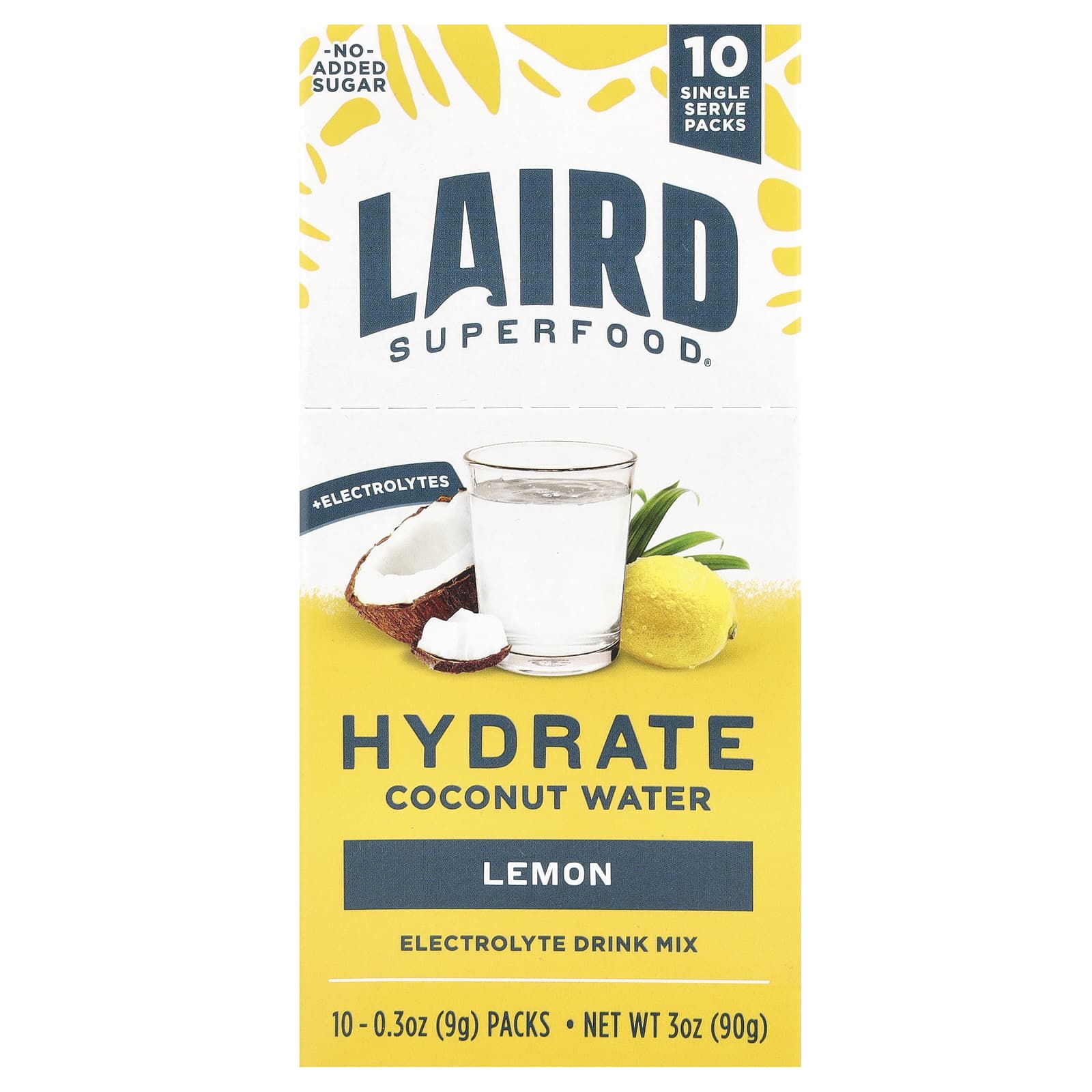 Laird Superfood Hydrate Coconut Water, Electrolyte Drink Mix, Lemon – Hydrate Coconut Water – 9 g — Tunisie