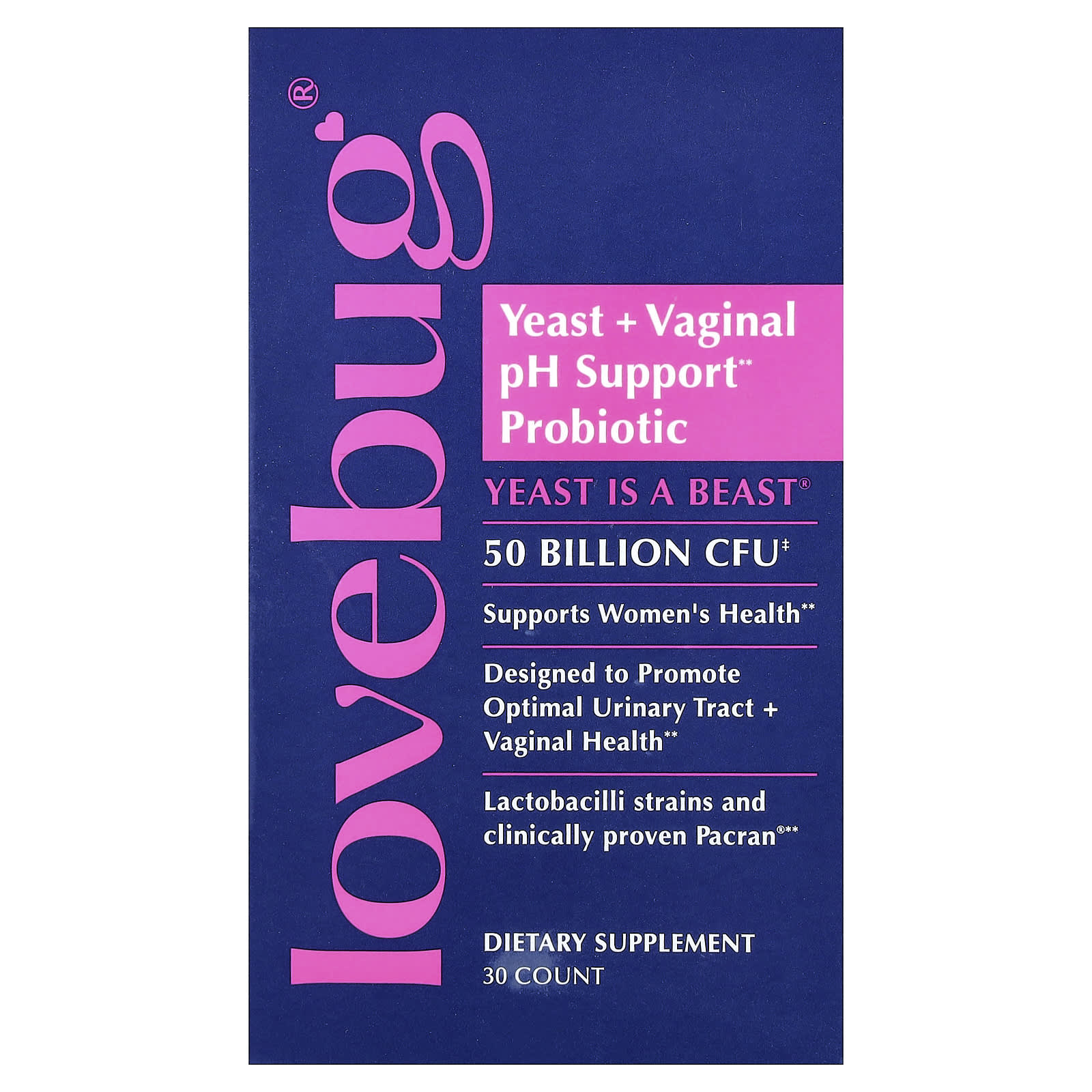 LoveBug Probiotics Yeast + Vaginal pH Support Probiotic – 30 gélules — Tunisie