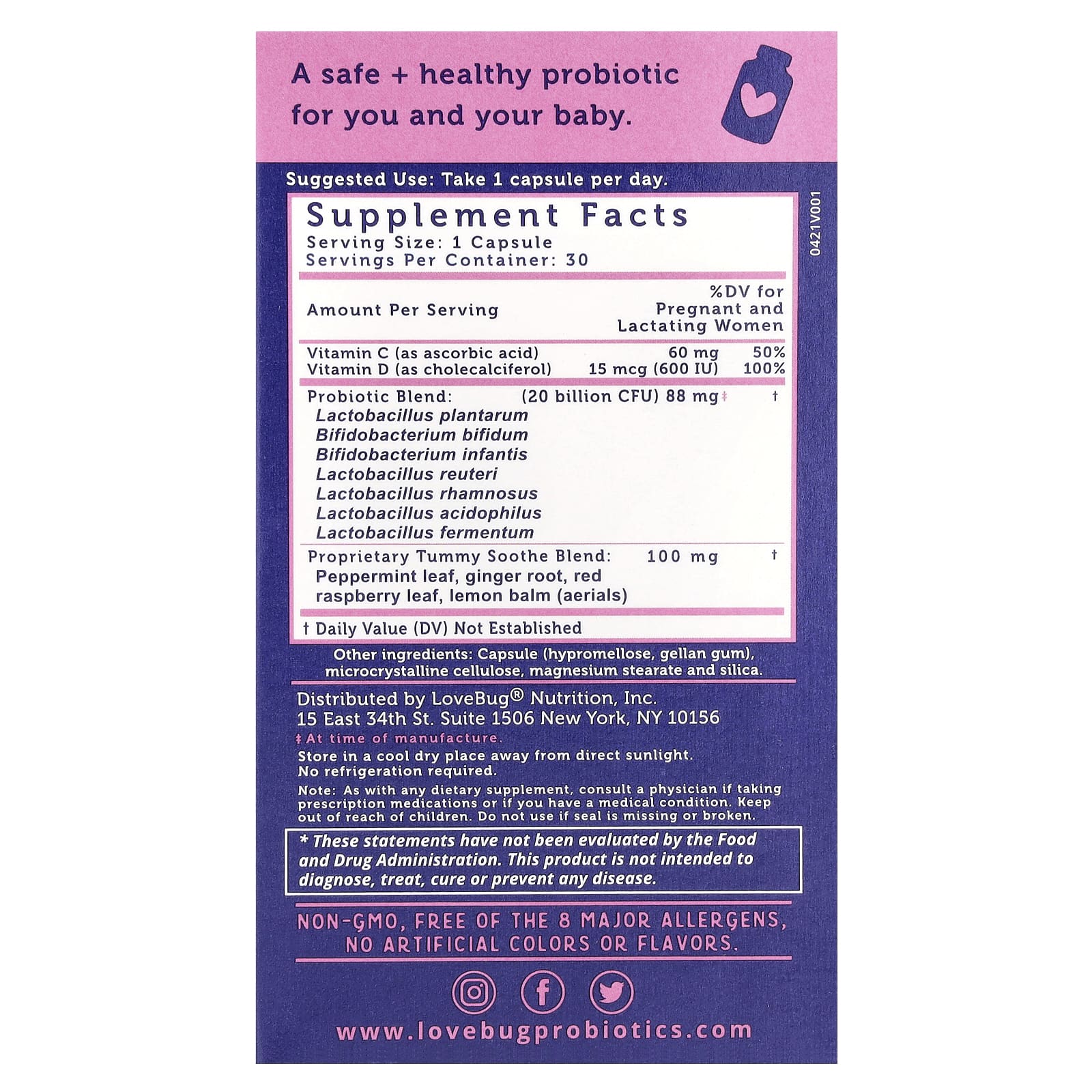 LoveBug Probiotics Prenatal Probiotic – 30 gélules — photo 2 sur 2