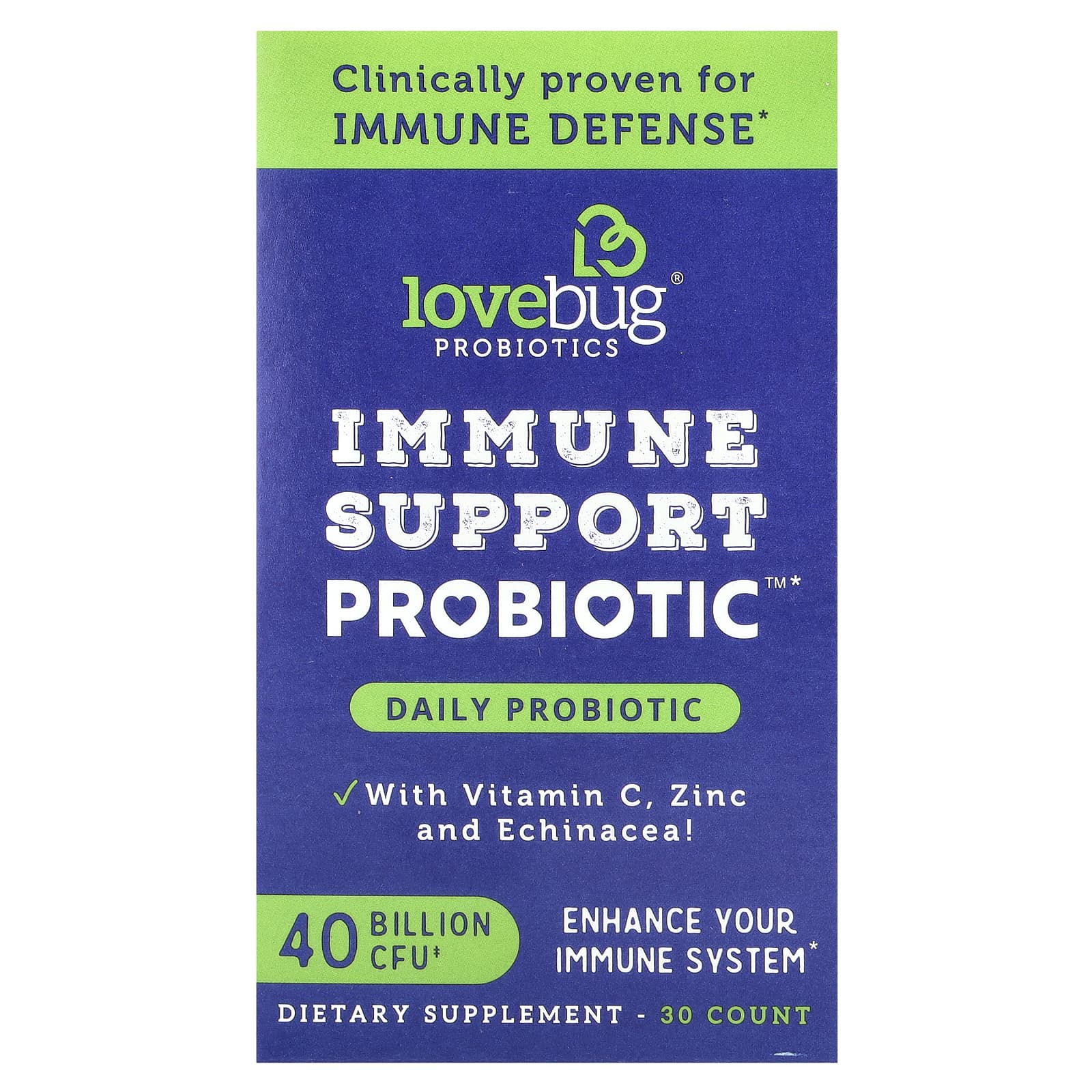 LoveBug Probiotics Immune Support Probiotic, Daily Probiotic – 30 gélules — Tunisie
