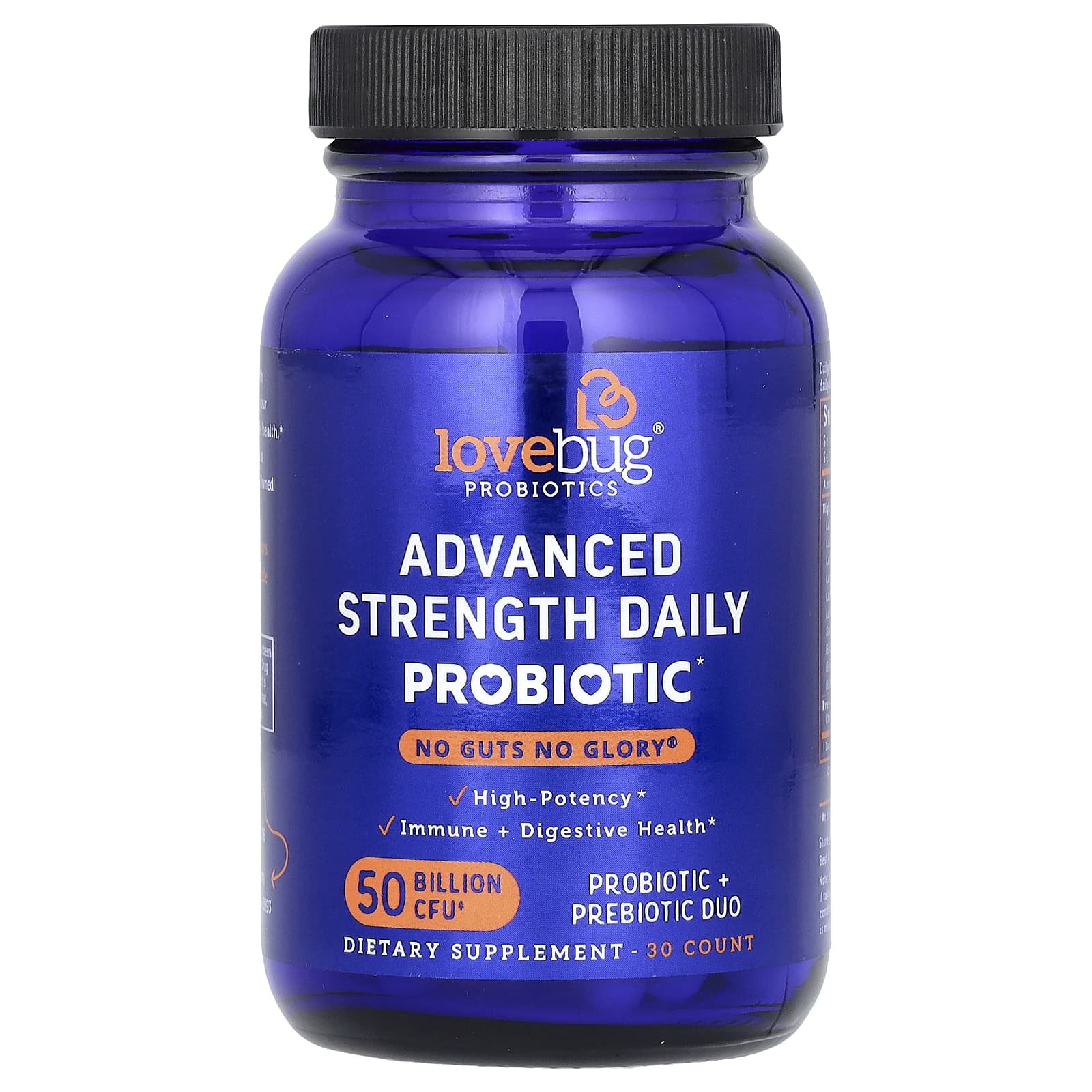 LoveBug Probiotics Advanced Strength Daily Probiotic – 30 gélules — étiquette 1