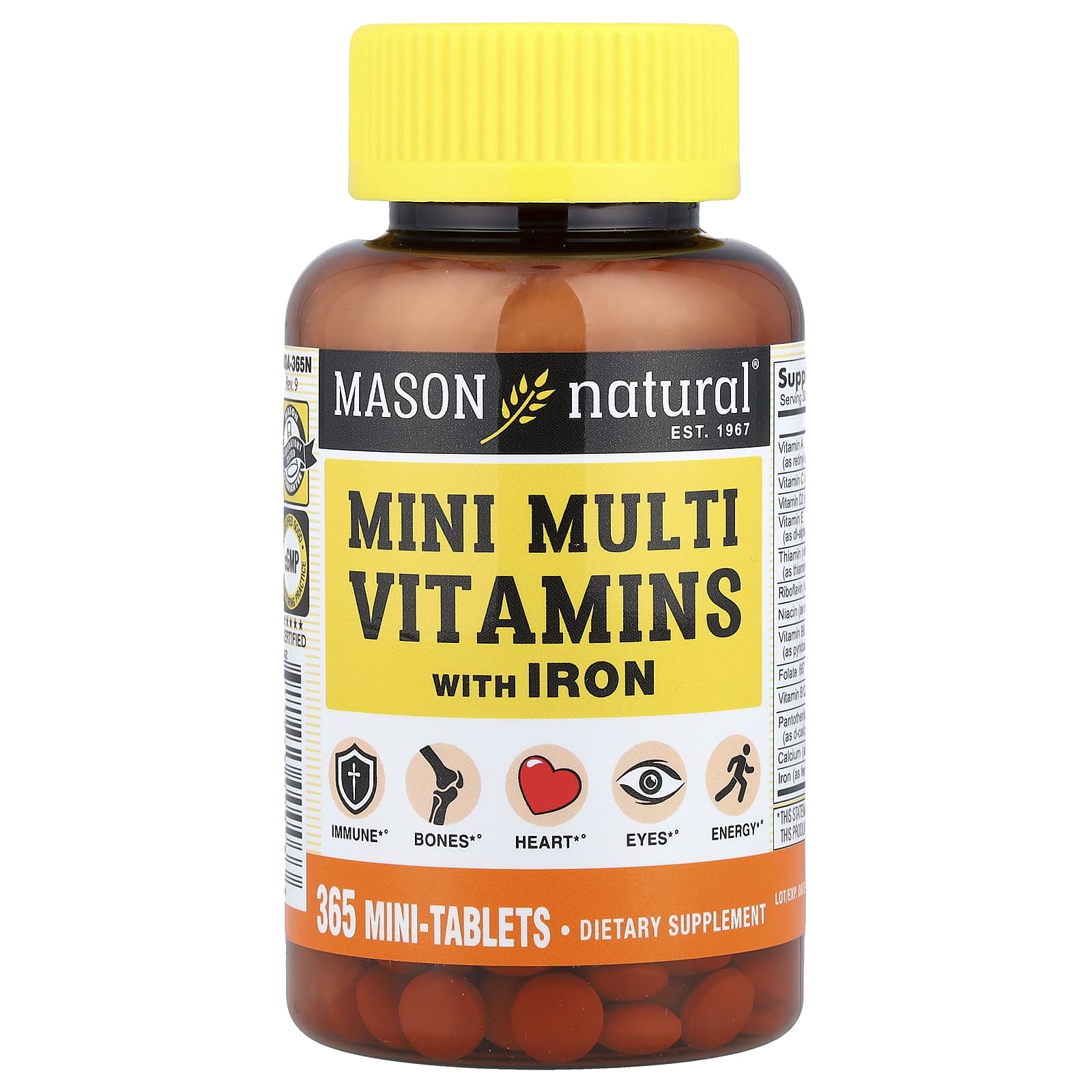 Mason Natural Mini Multi Vitamins with Iron, 365 Mini Tablets — Tunisie