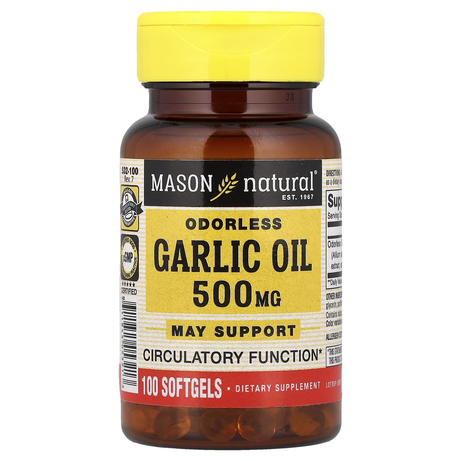 Mason Natural Odorless Garlic Oil – 100 capsules molles — Tunisie