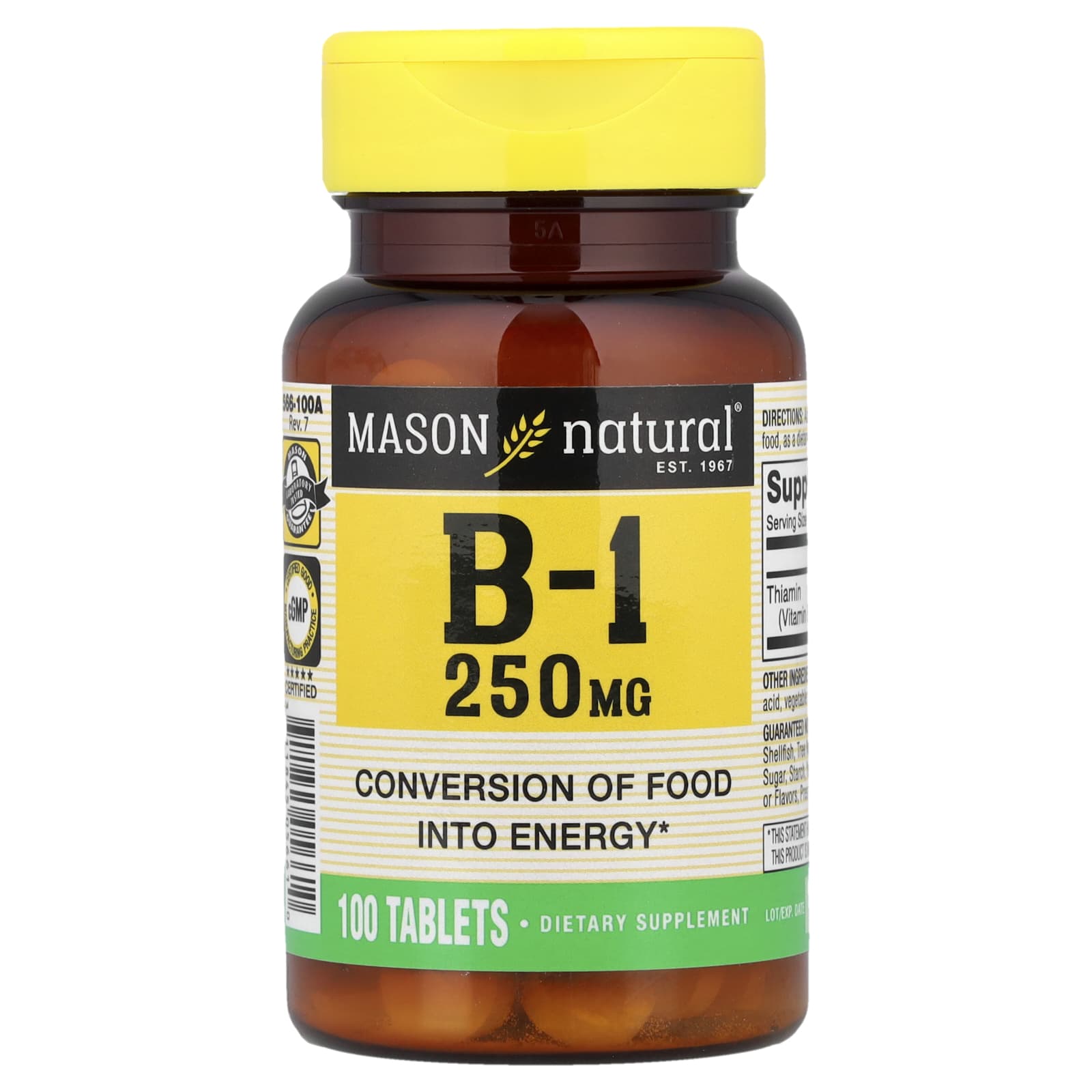 Mason Natural Vitamin B-1 – 100 comprimés — Tunisie