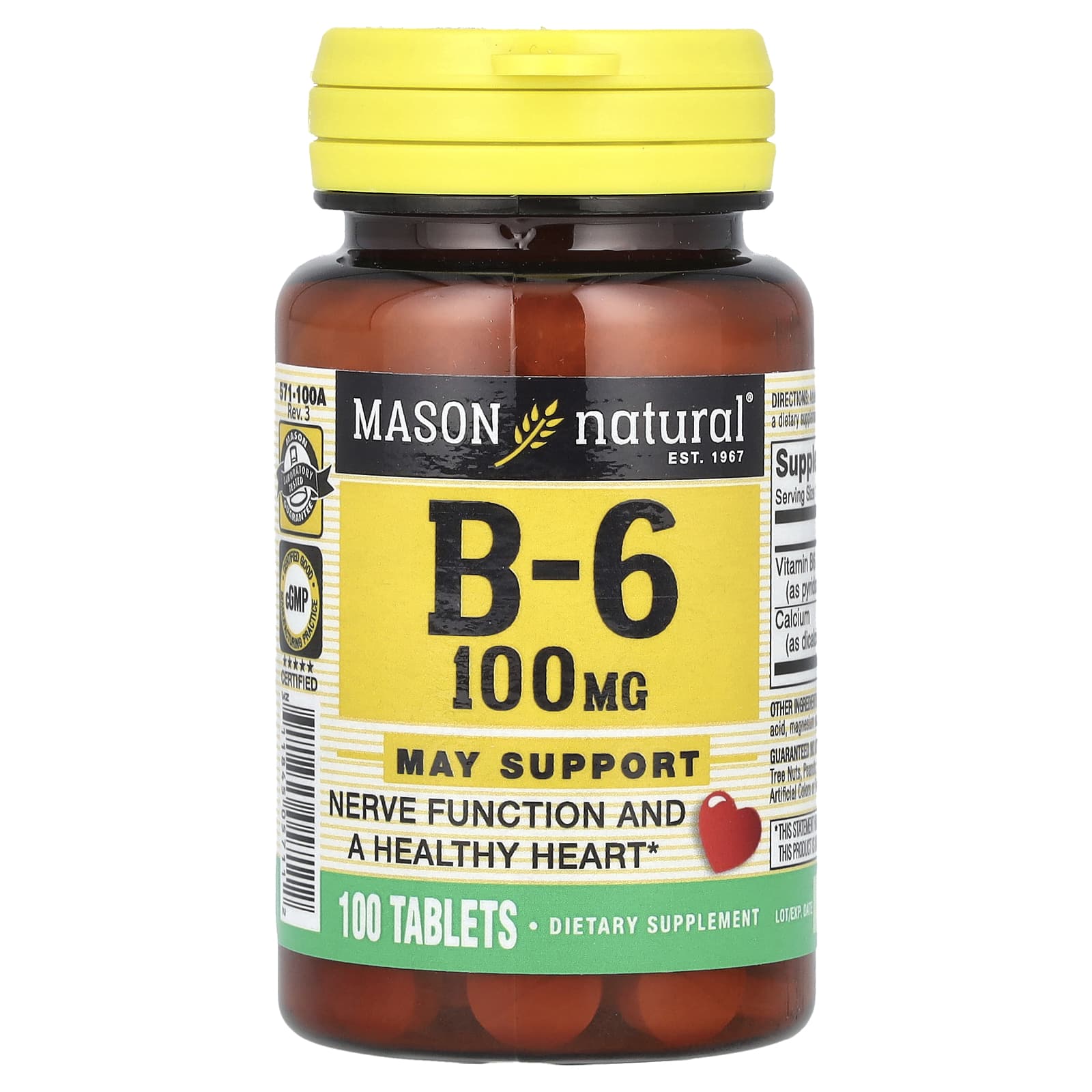 Mason Natural Vitamin B6 – 100 comprimés — Tunisie