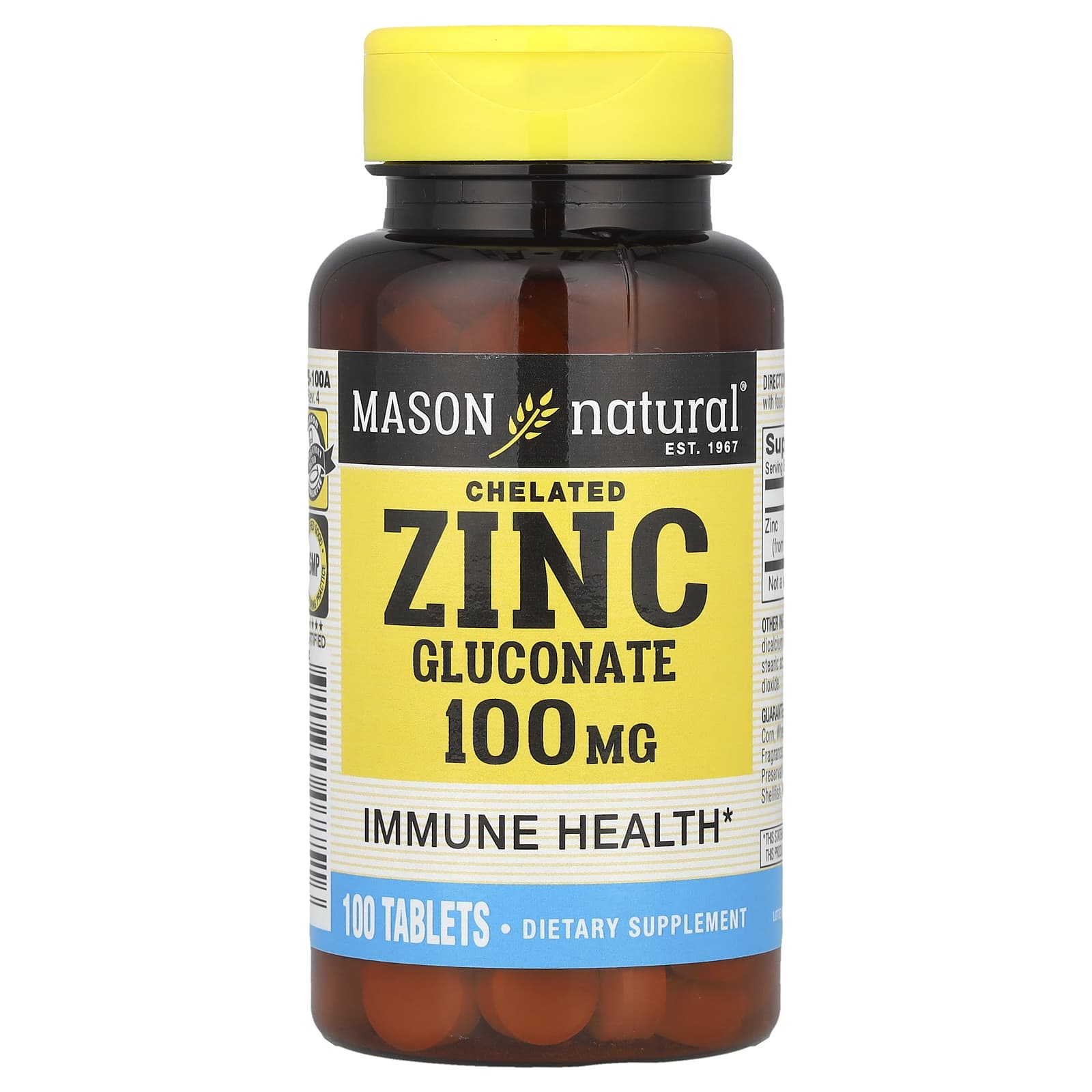 Mason Natural Chelated Zinc Gluconate – 100 comprimés — Tunisie