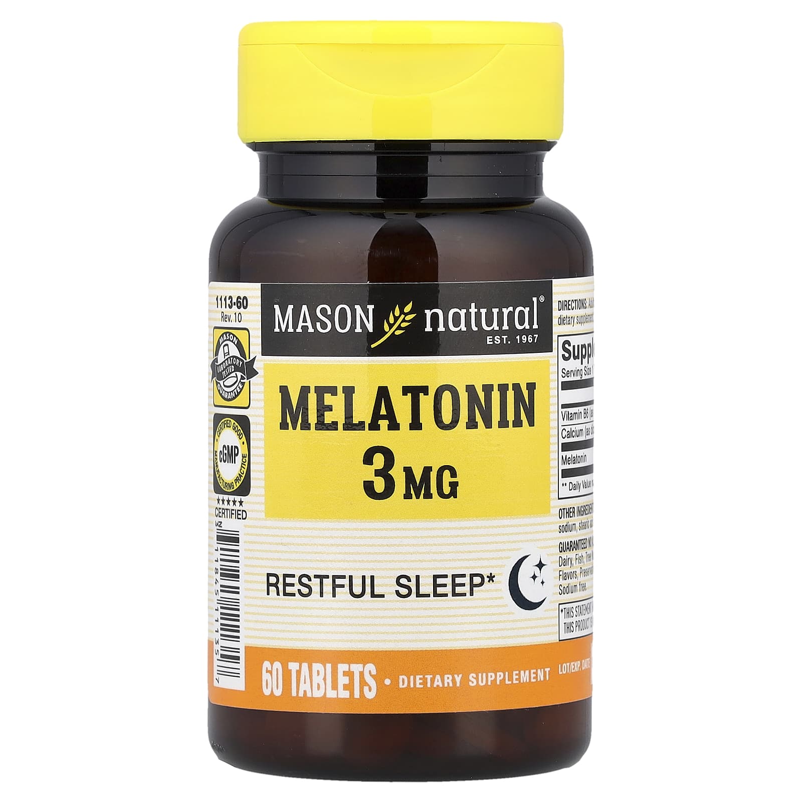 Mason Natural Melatonin – 3 mg – 60 comprimés — Tunisie