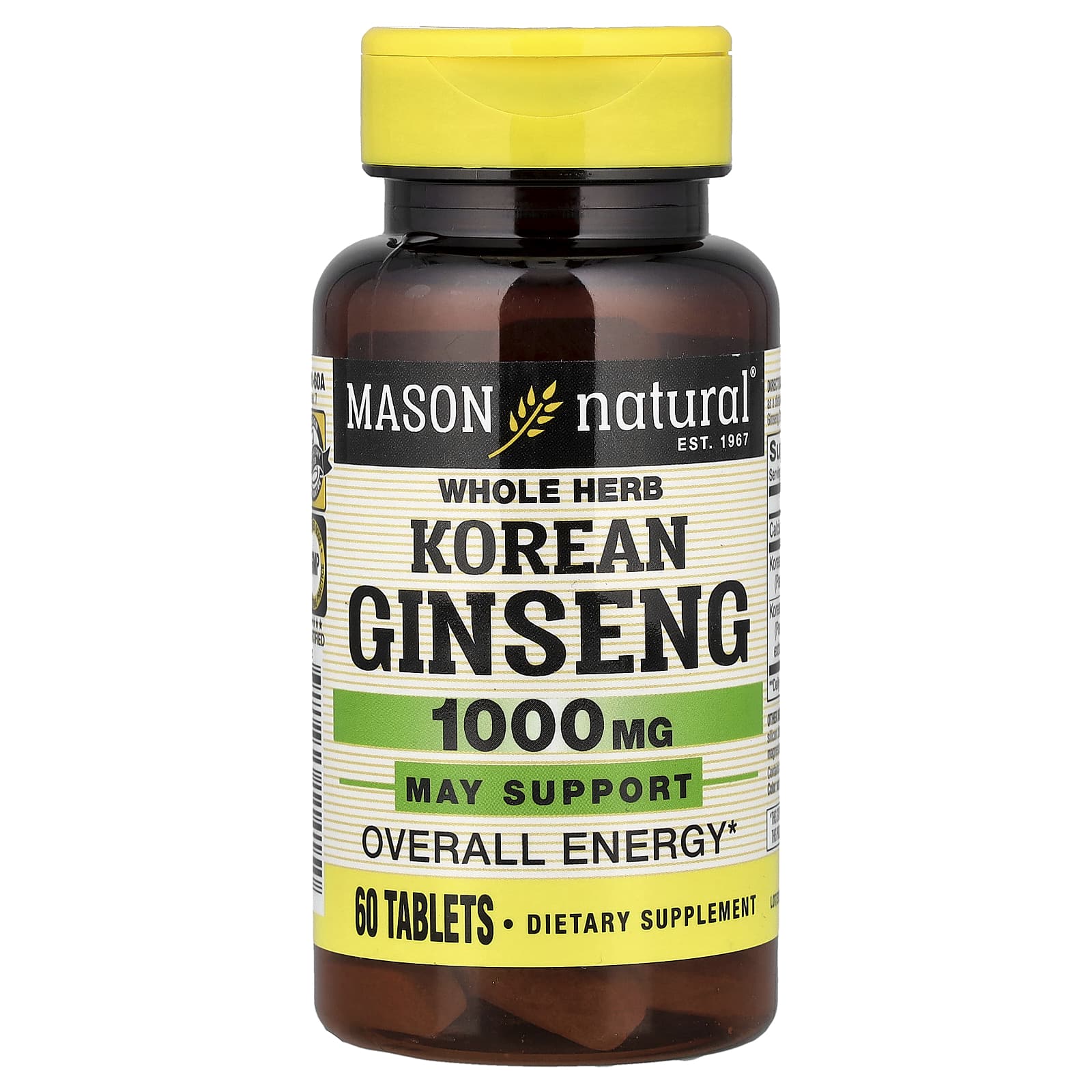 Mason Natural Whole Herb Korean Ginseng – 60 comprimés — Tunisie