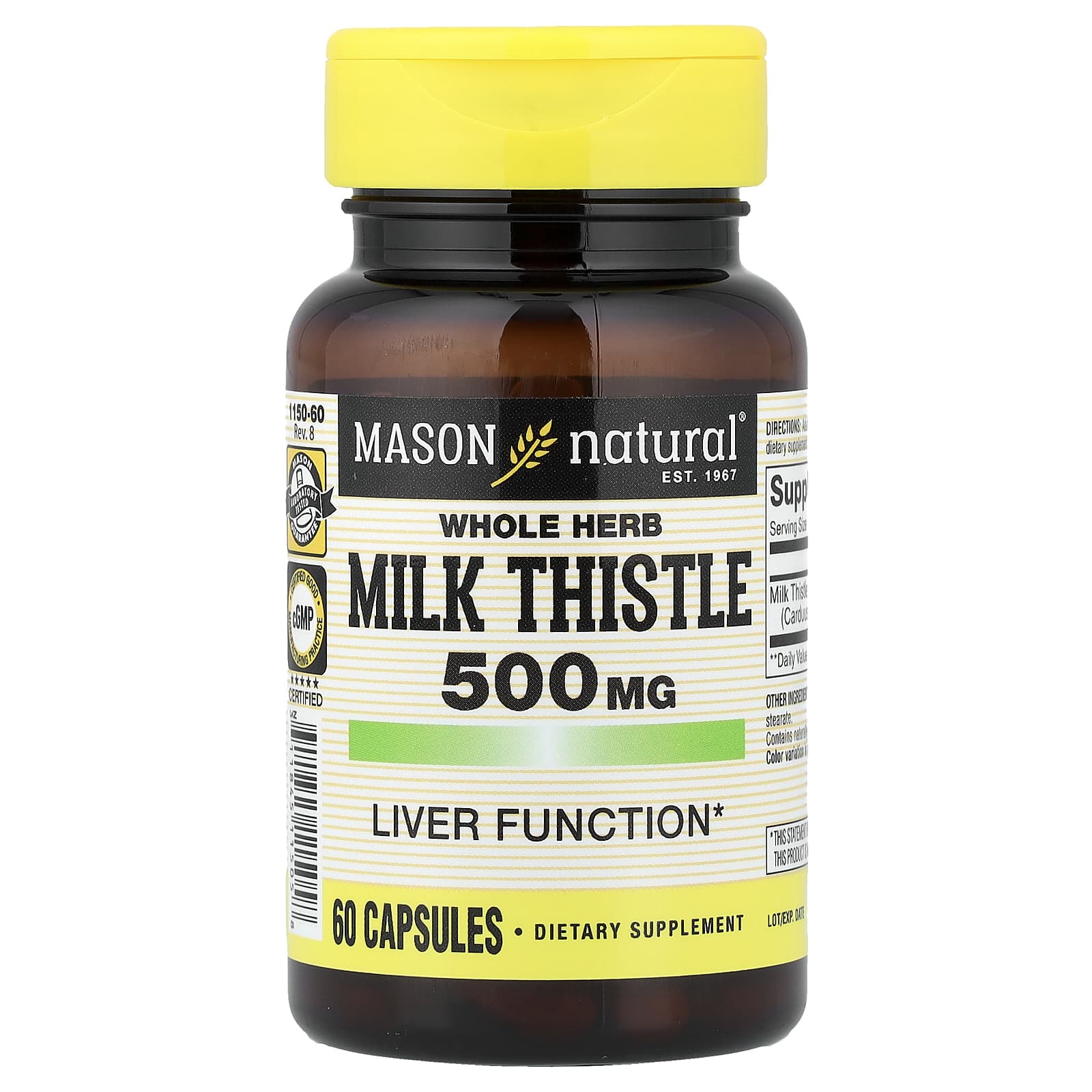 Mason Natural Milk Thistle, Whole Herb – 60 gélules — Tunisie