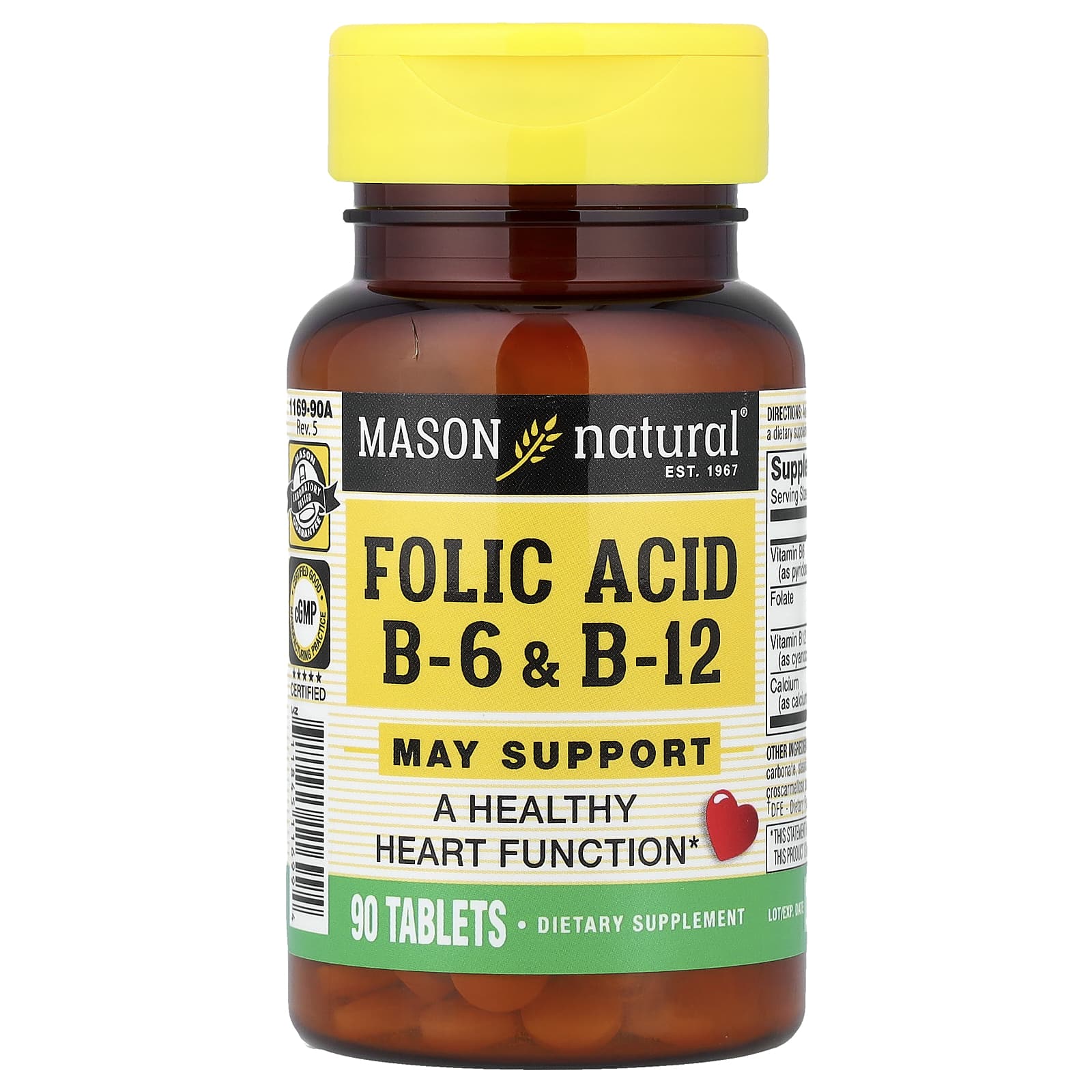 Mason Natural Folic Acid B6 & B12 – 90 comprimés — Tunisie