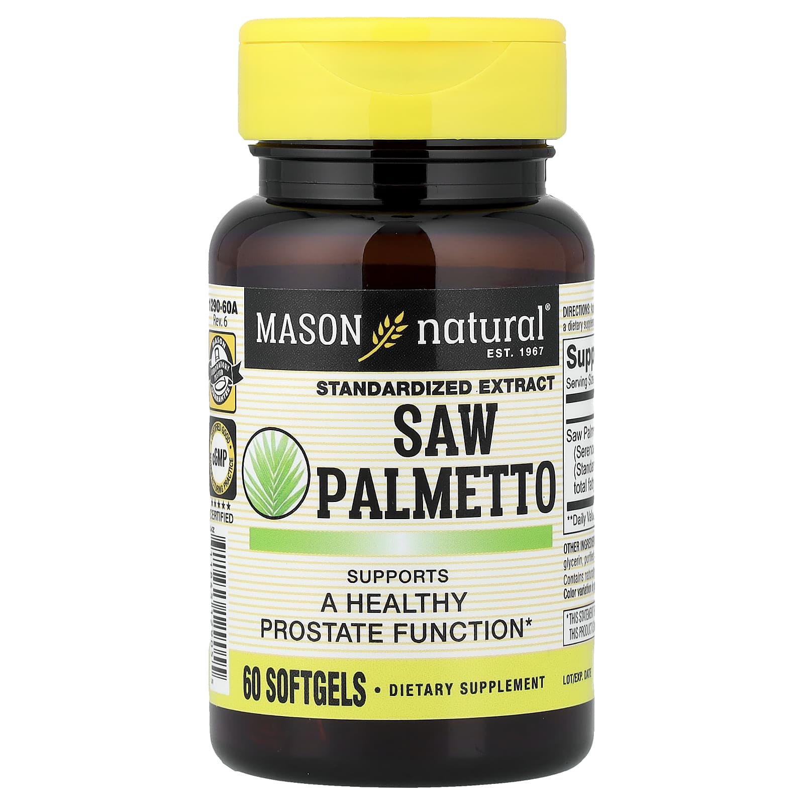 Mason Natural Saw Palmetto, Standardized Extract – 60 capsules molles — Tunisie