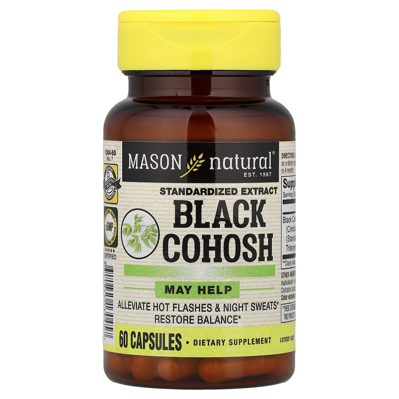 Mason Natural Black Cohosh, Standardized Extract – 60 gélules — Tunisie
