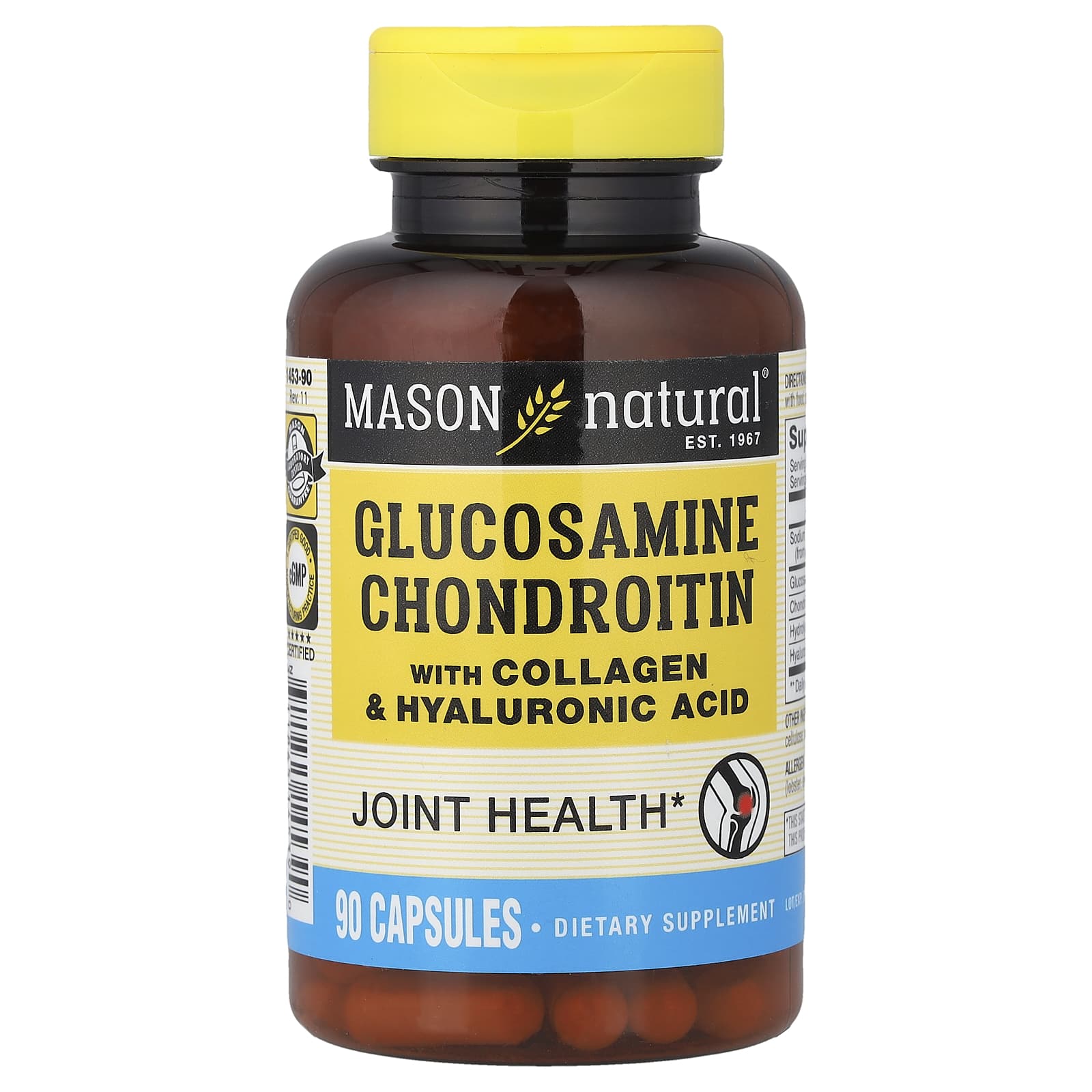 Mason Natural Glucosamine Chondroitin with Collagen & Hyaluronic Acid – 90 gélules — Tunisie