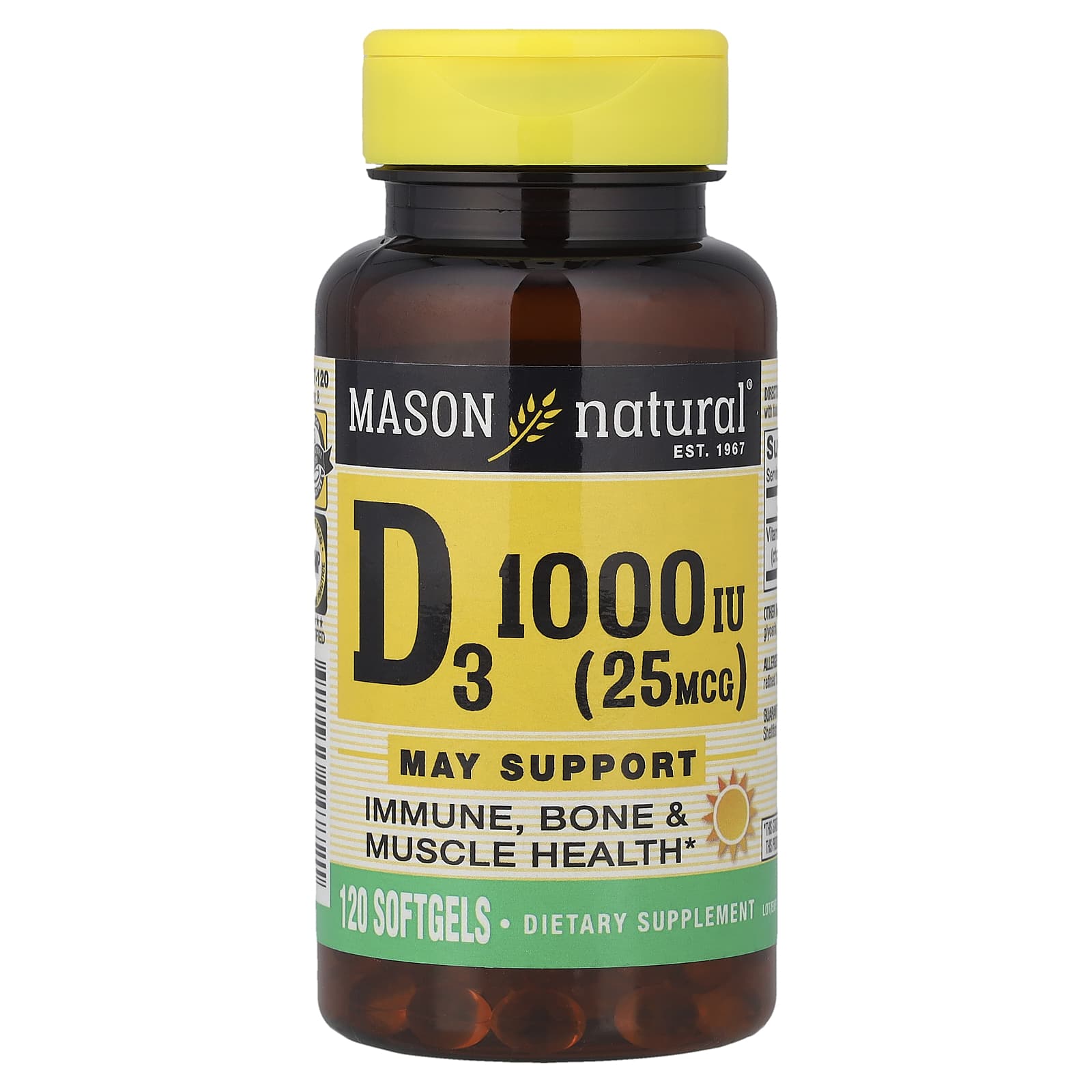Mason Natural Vitamin D3 – 25 µg – 120 capsules molles — Tunisie