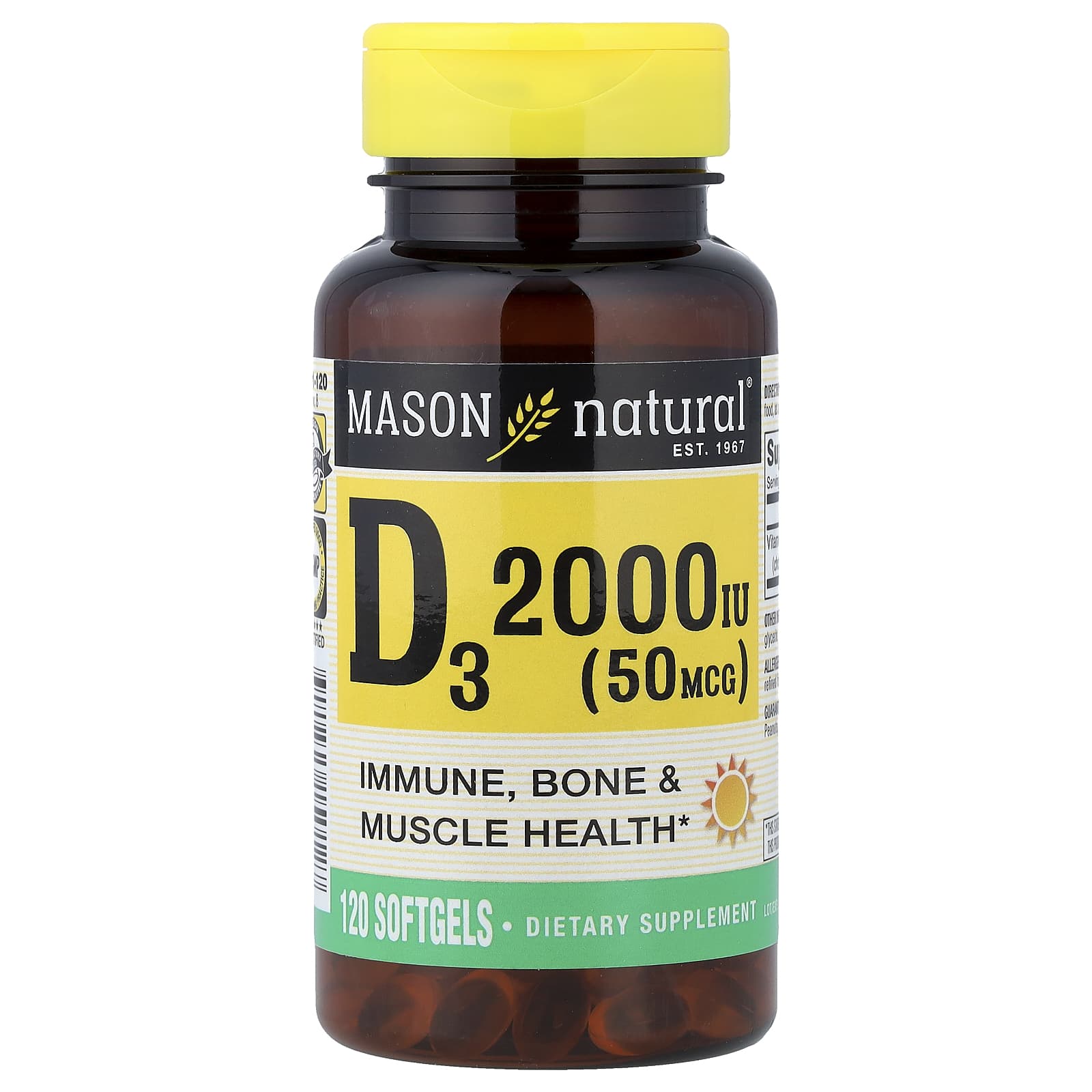 Mason Natural Vitamin D3 – 50 µg – 120 capsules molles — Tunisie