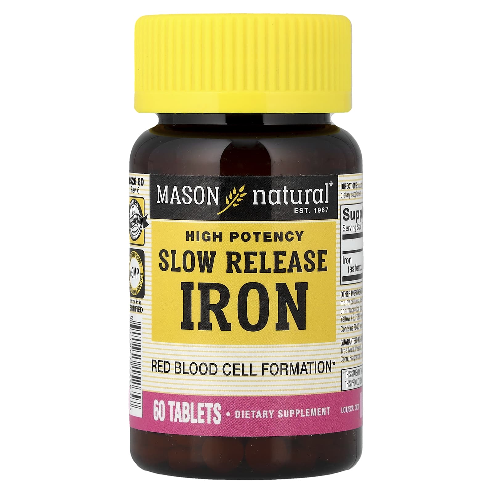 Mason Natural Slow Release Iron, High Potency – 60 comprimés — Tunisie
