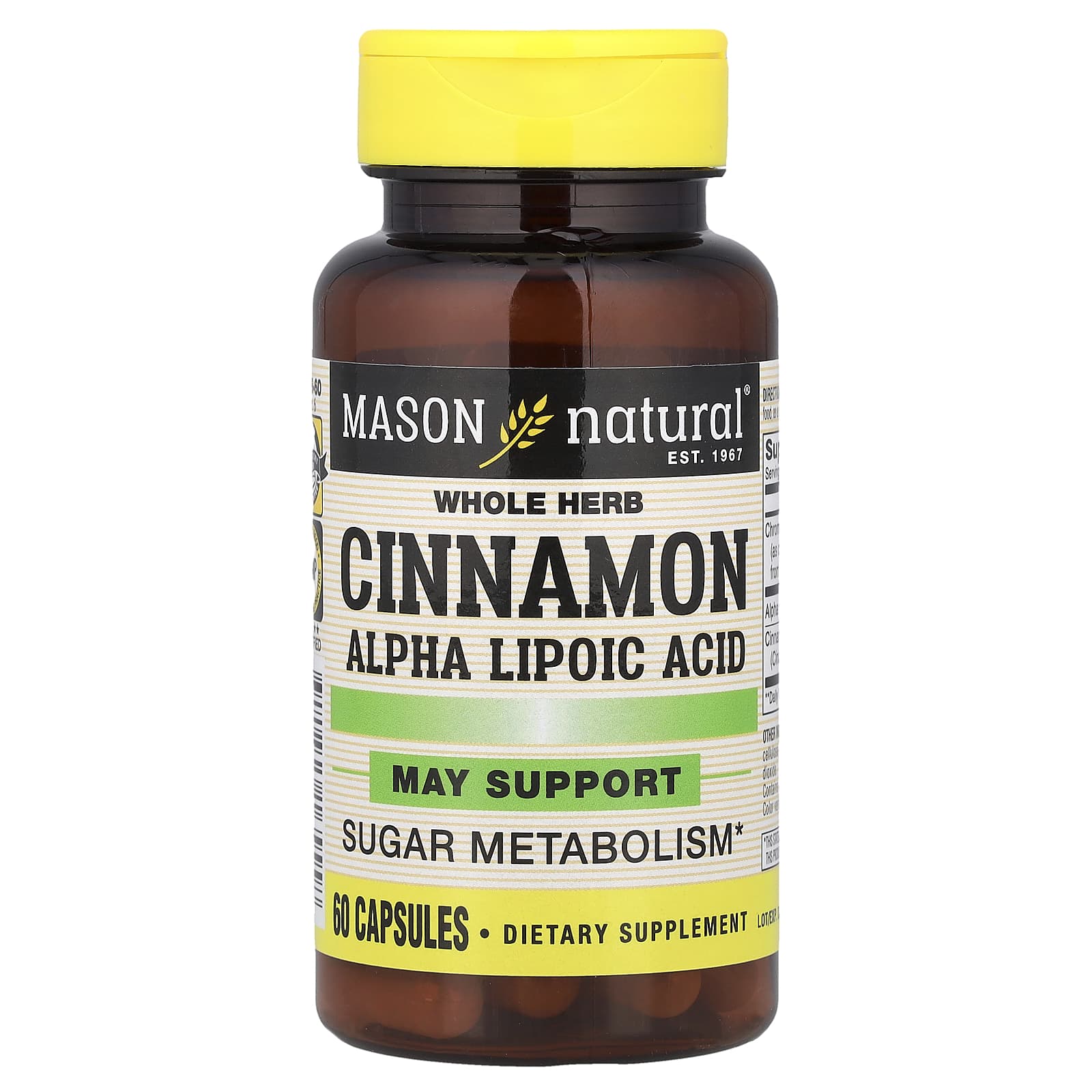 Mason Natural Cinnamon Alpha Lipoic Acid – Cinnamon Alpha Lipoic Acid – 60 gélules — Tunisie