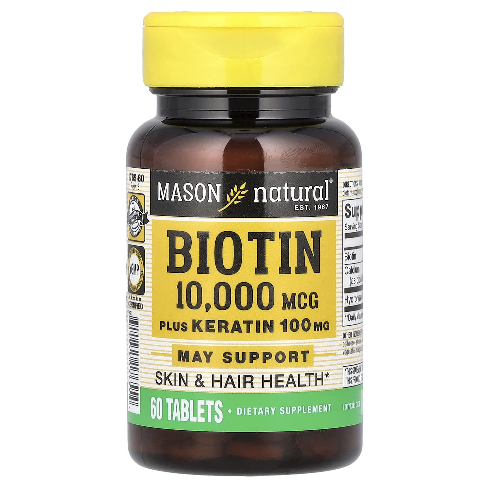 Mason Natural Biotin Plus Keratin – 60 comprimés — Tunisie
