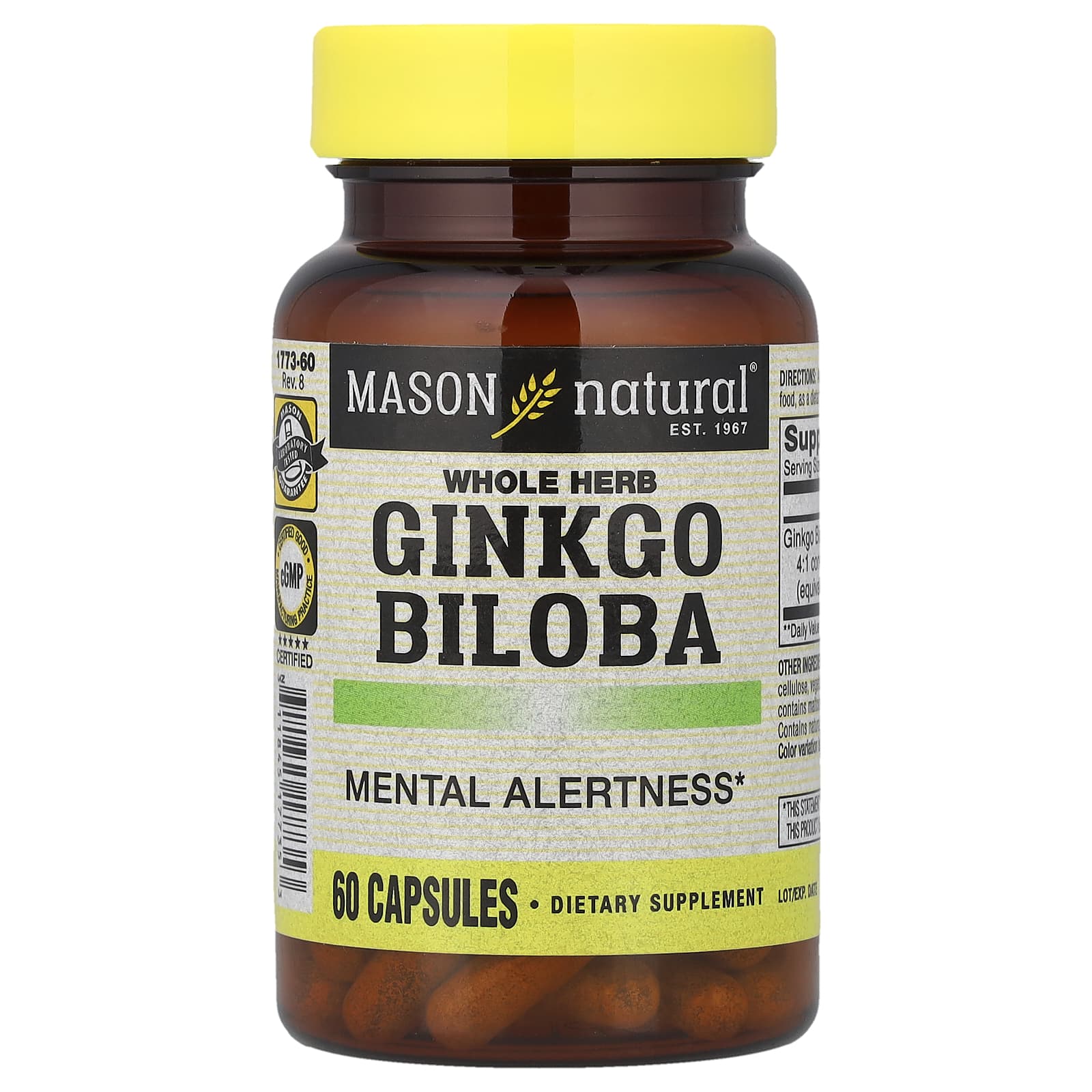 Mason Natural Whole Herb Ginkgo Biloba – 60 gélules — Tunisie