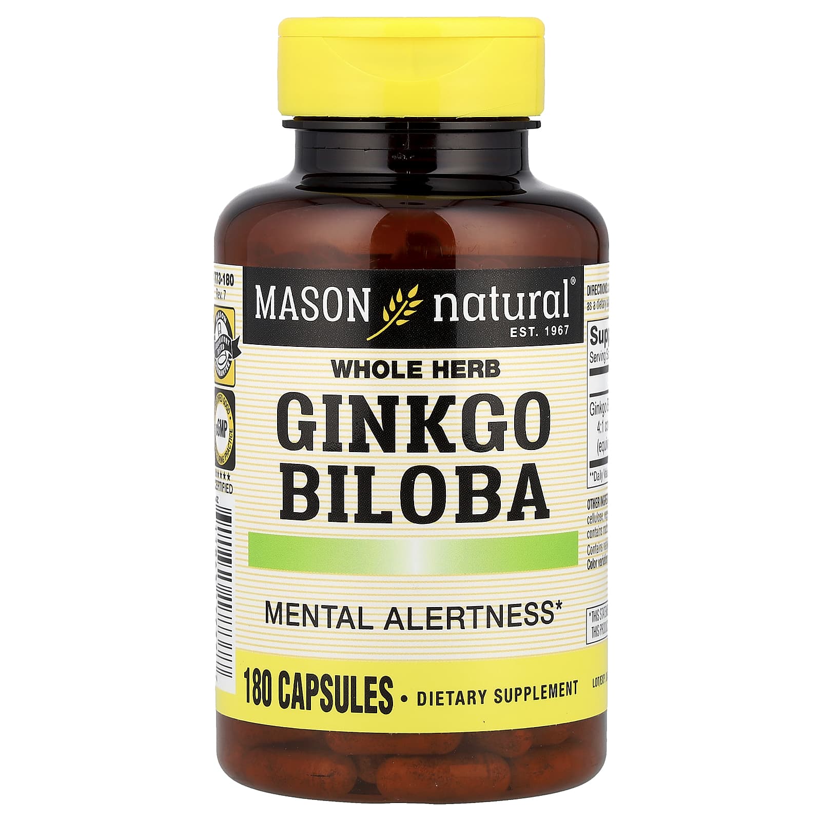 Mason Natural Whole Herb Ginkgo Biloba – 180 gélules — Tunisie